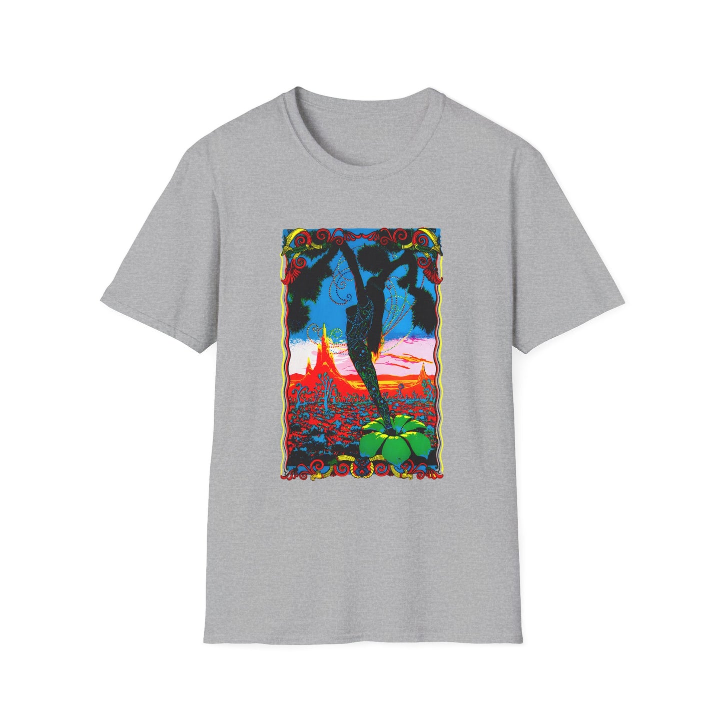 1960s dessert blossom black light psychedelic poster tshirt