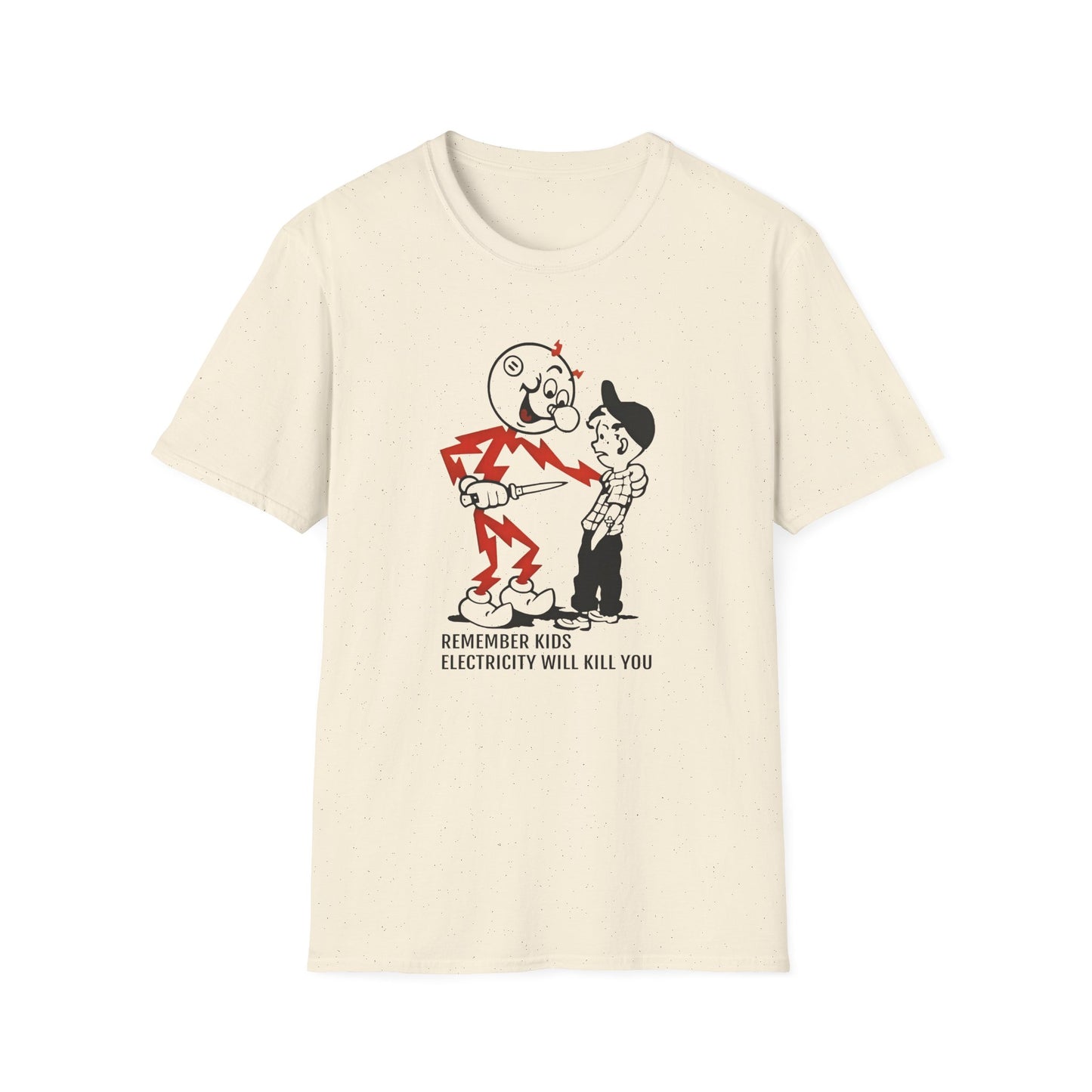reddy kilowatt remember kids electricity will kill you vintage logo reproduction tshirt