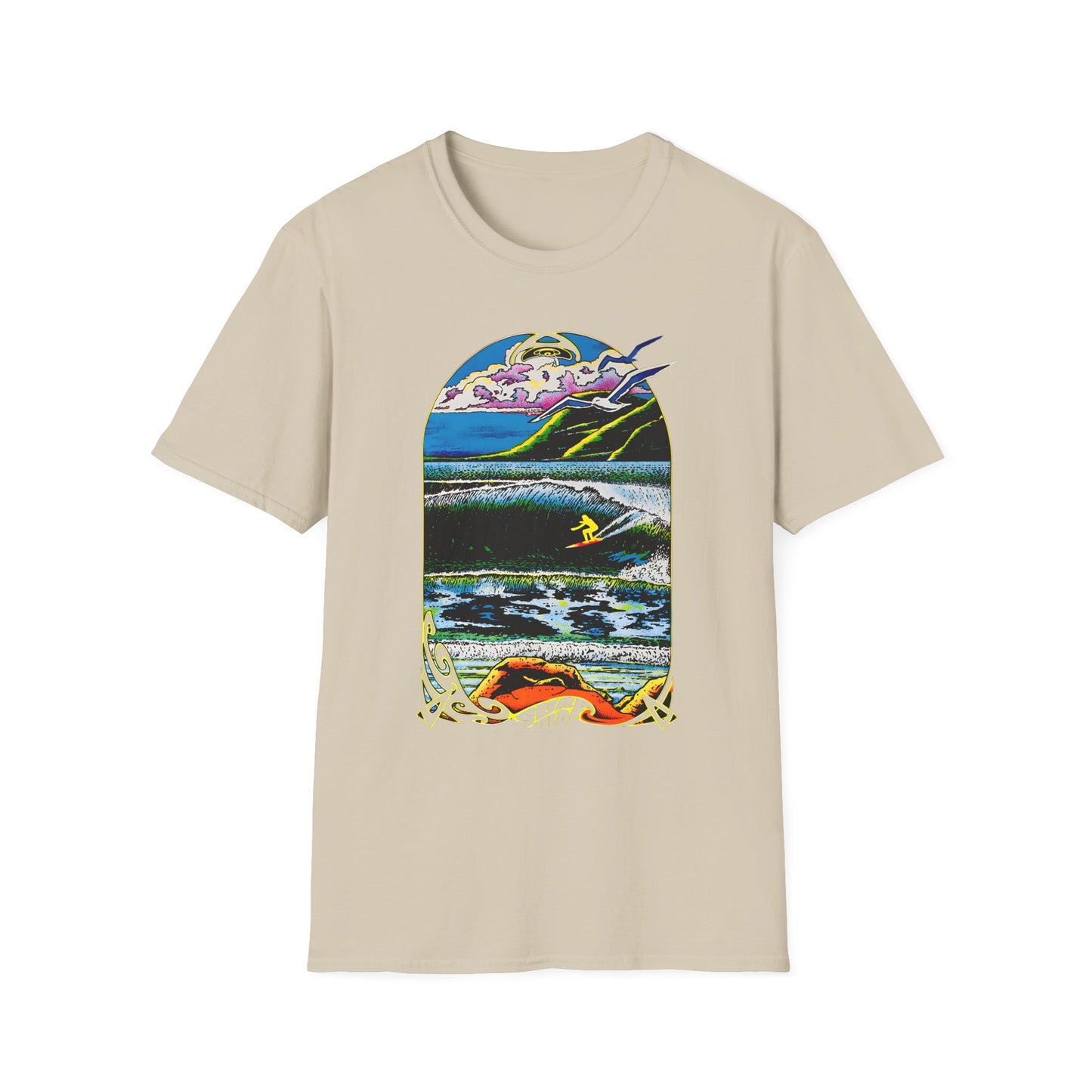 1976 surf rider psychedelic black light poster tshirt