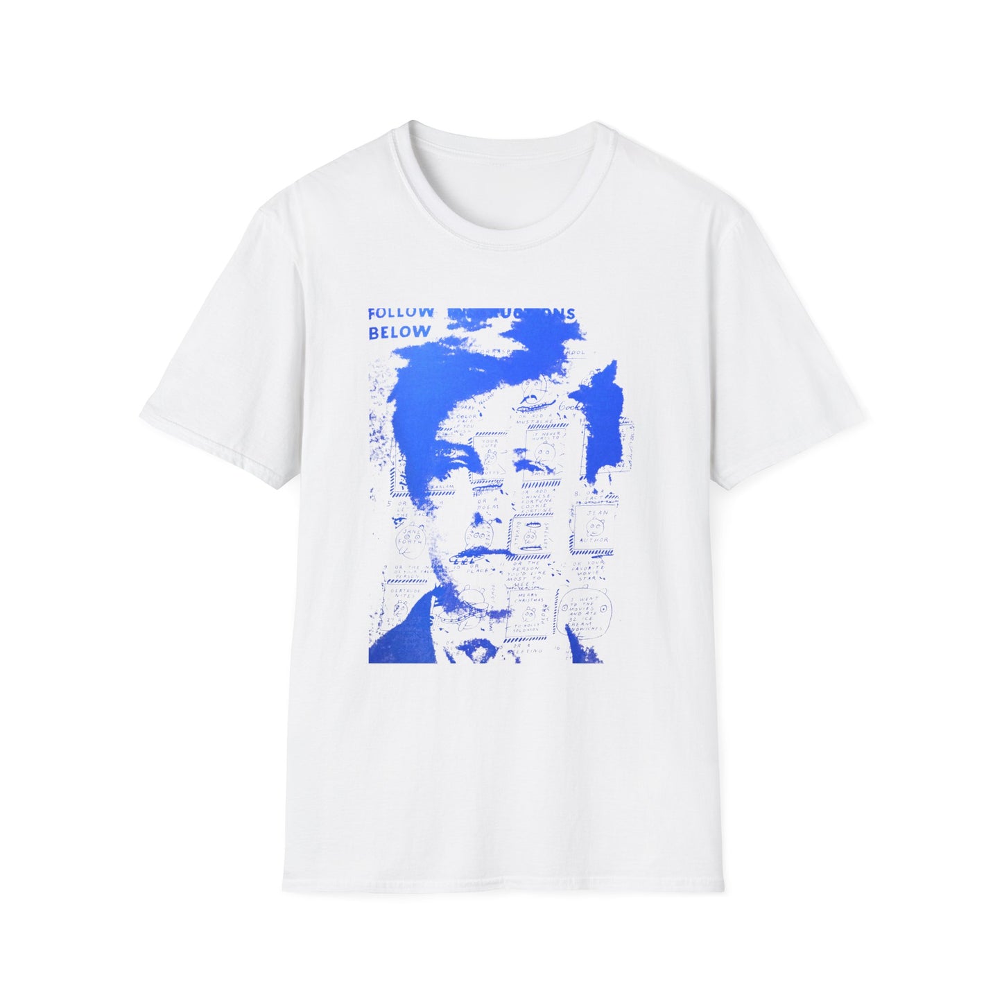 ray johnson arthur rimbaud art in blue tshirt