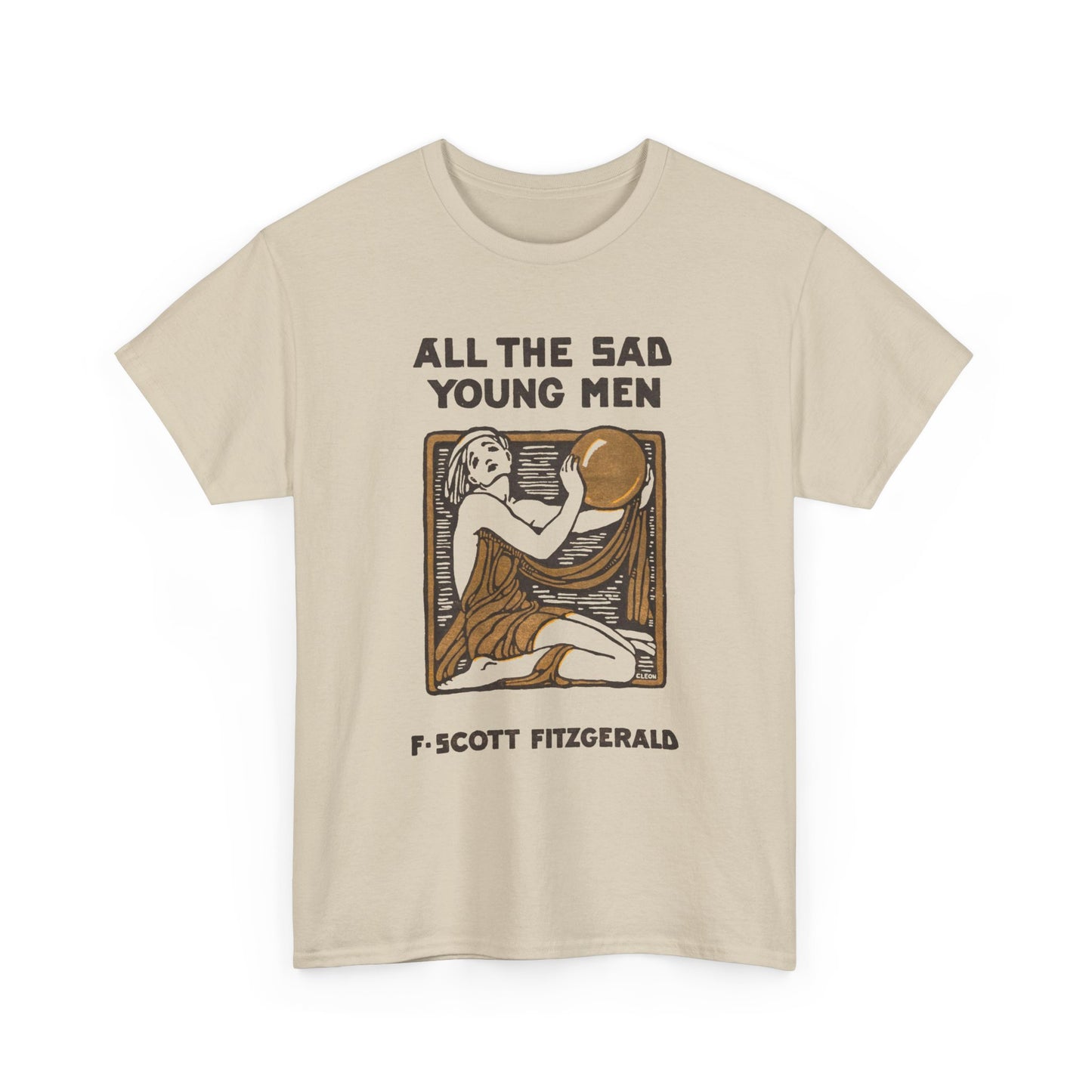 1926 f. scott fitzgerald book cover by cleo damianakes for all the sad young men tshirt