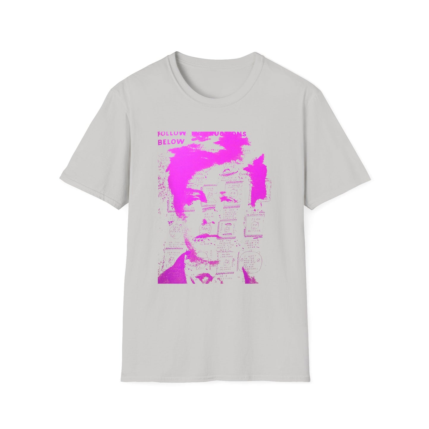 ray johnson arthur rimbaud art in pink tshirt