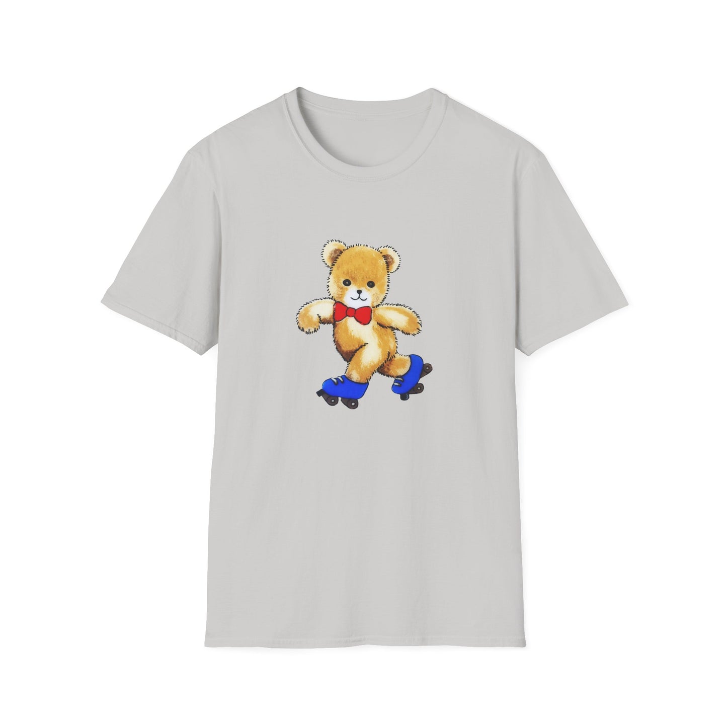 roller skating cute vintage teddy bear illustration reproduction tshirt