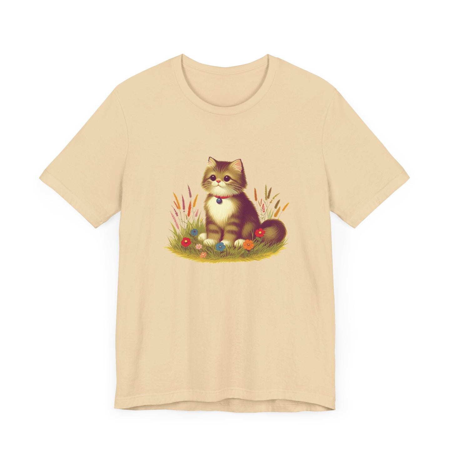 cute cat sitting in the grass tshirt