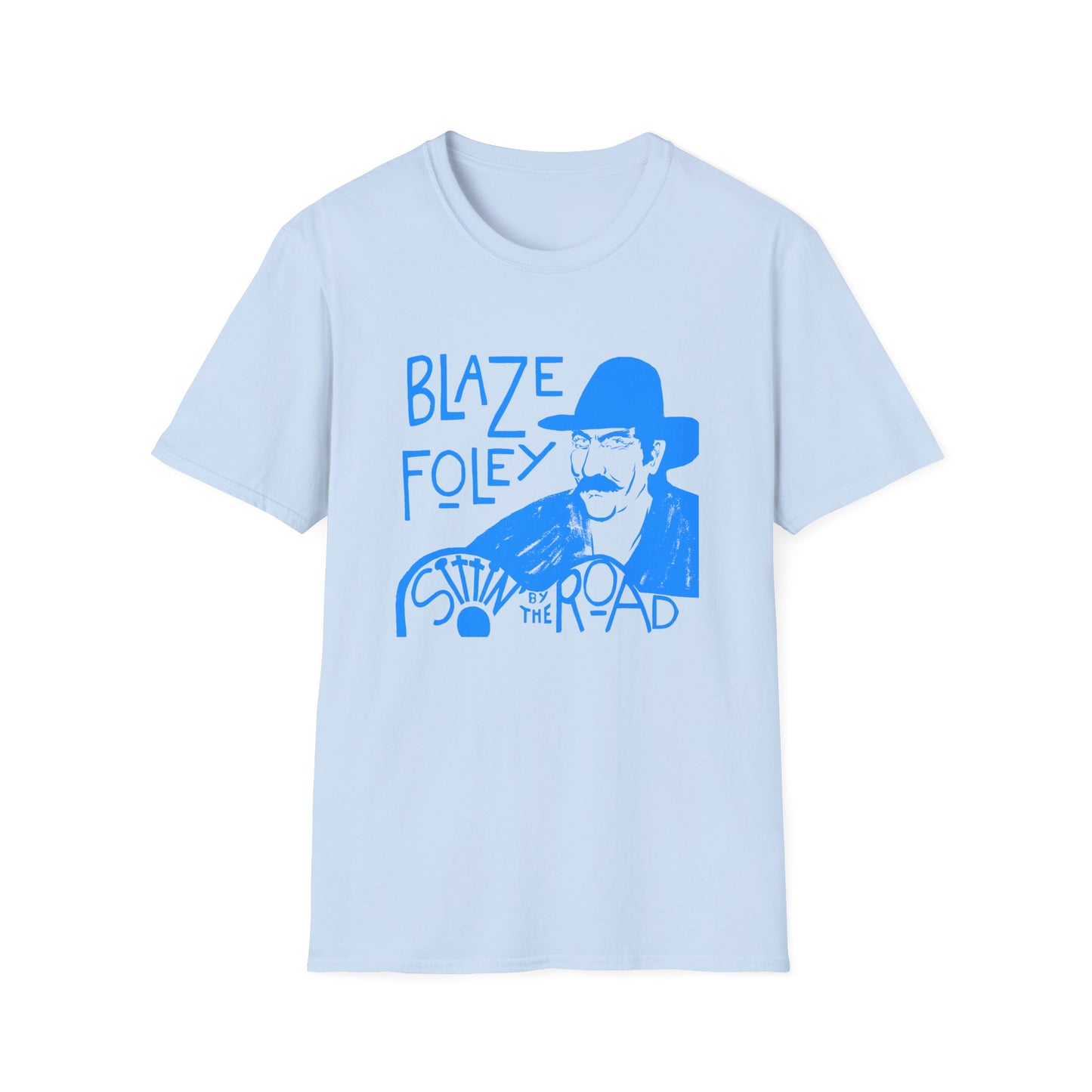 blaze foley sittin' by the road light blue stencil fan art tshirt