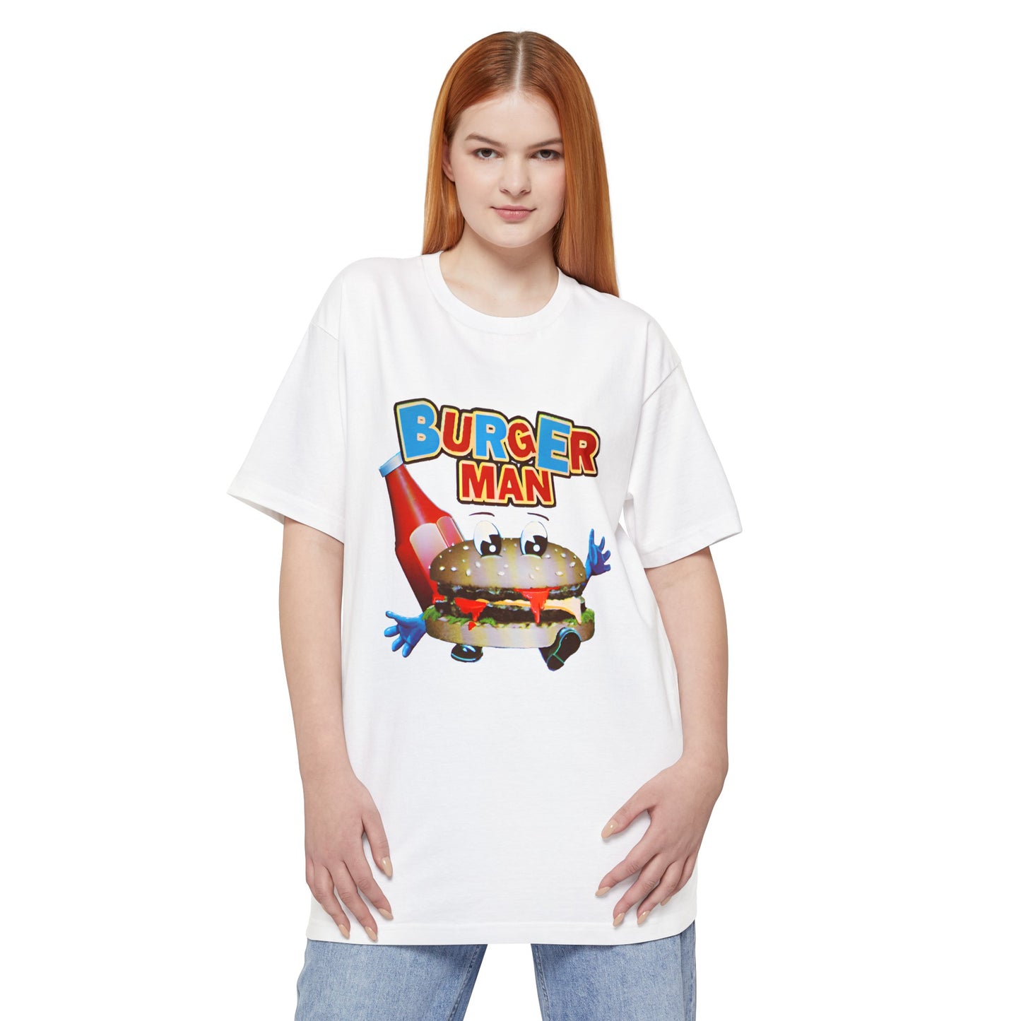 oversized old video game burger man reproduction unisex tall beefy tshirt