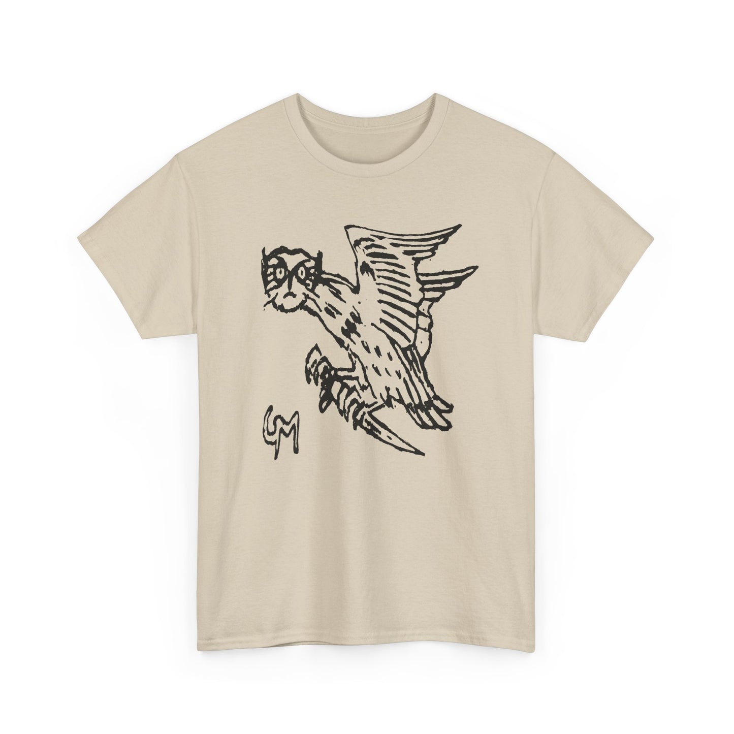 1899 illustration of owl holding knife by gerhard munthe custom edit tshirt