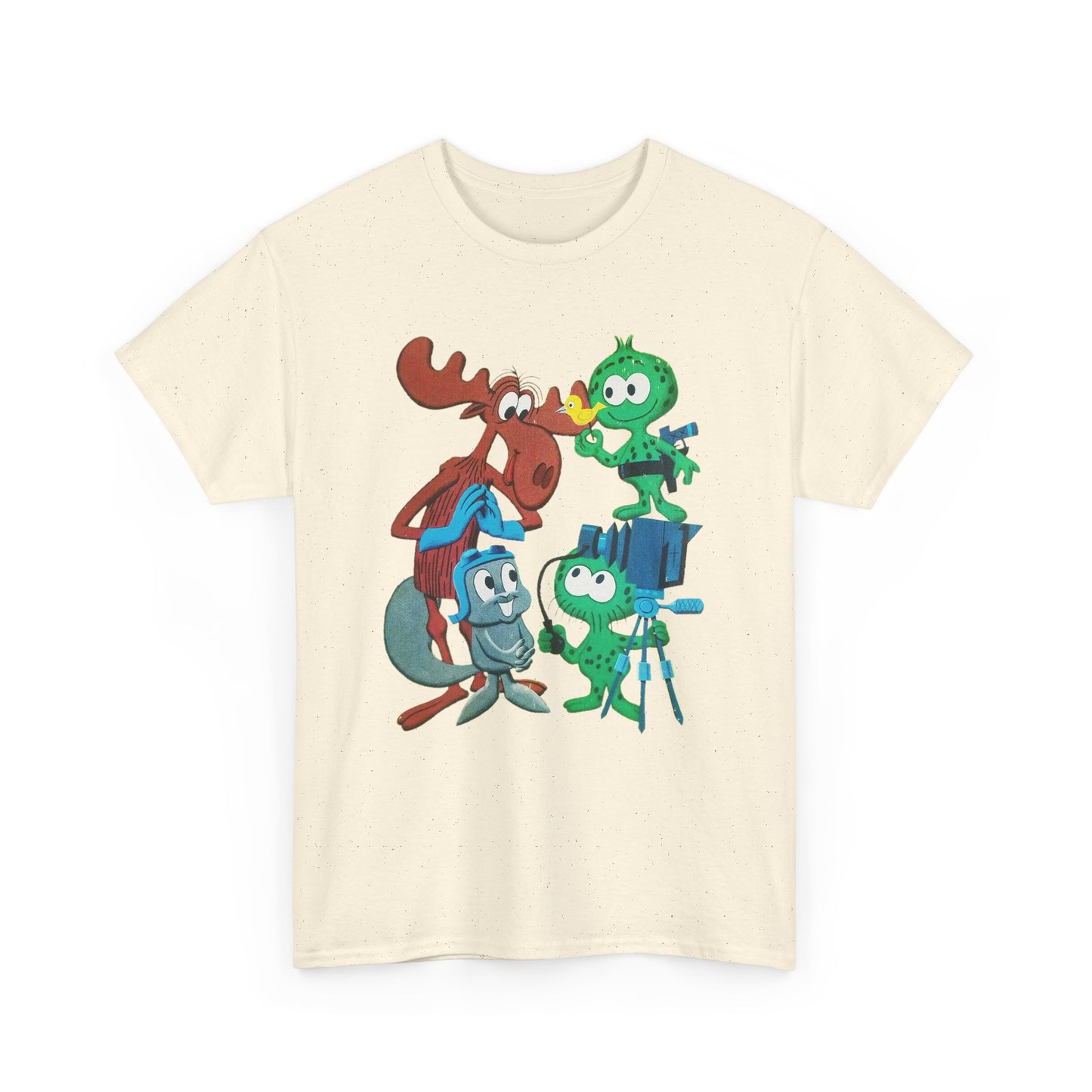 the rocky and bullwinkle show with gidney and cloyd reproduction tshirt