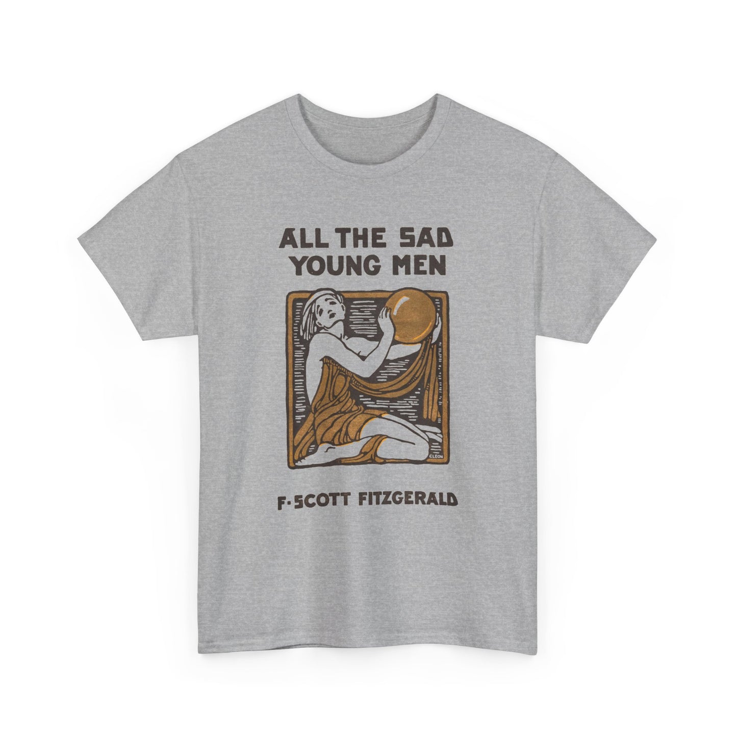 1926 f. scott fitzgerald book cover by cleo damianakes for all the sad young men tshirt