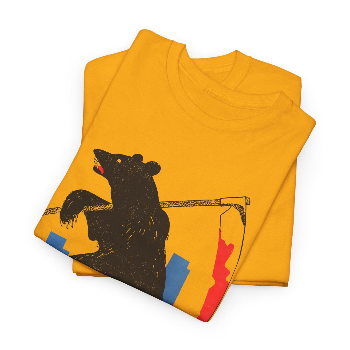 mid century manolo prieto bear with scythe book cover tshirt