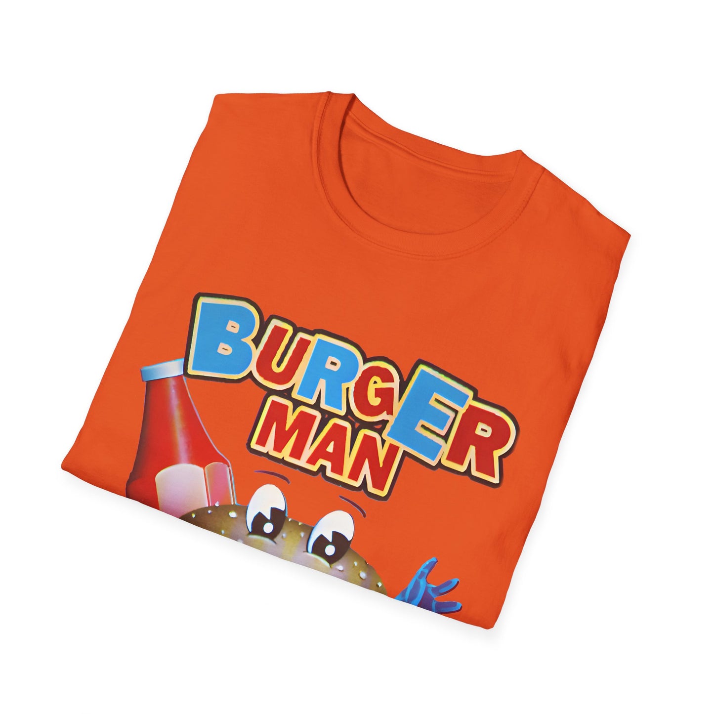 old video game burger man retro design reproduction tshirt