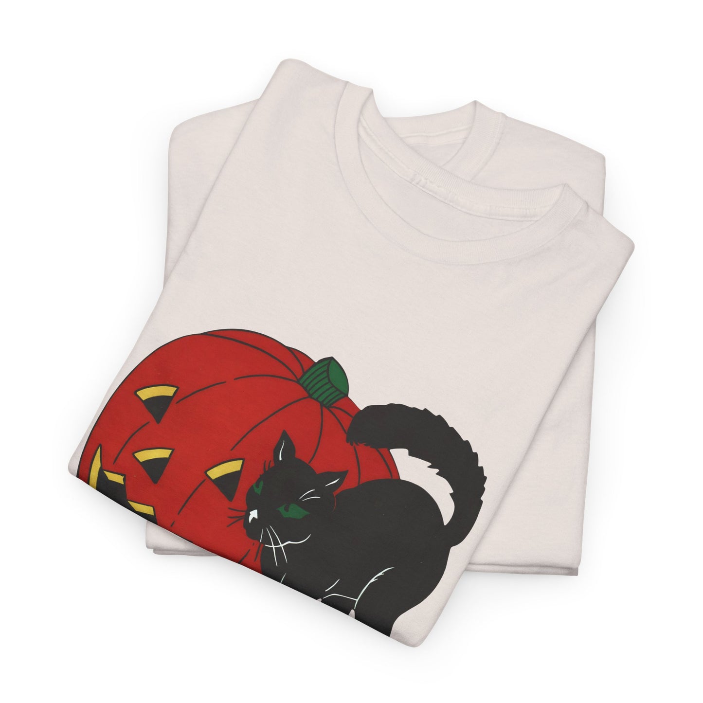 vintage 1960s halloween jack o lantern and black cat reproduction tshirt