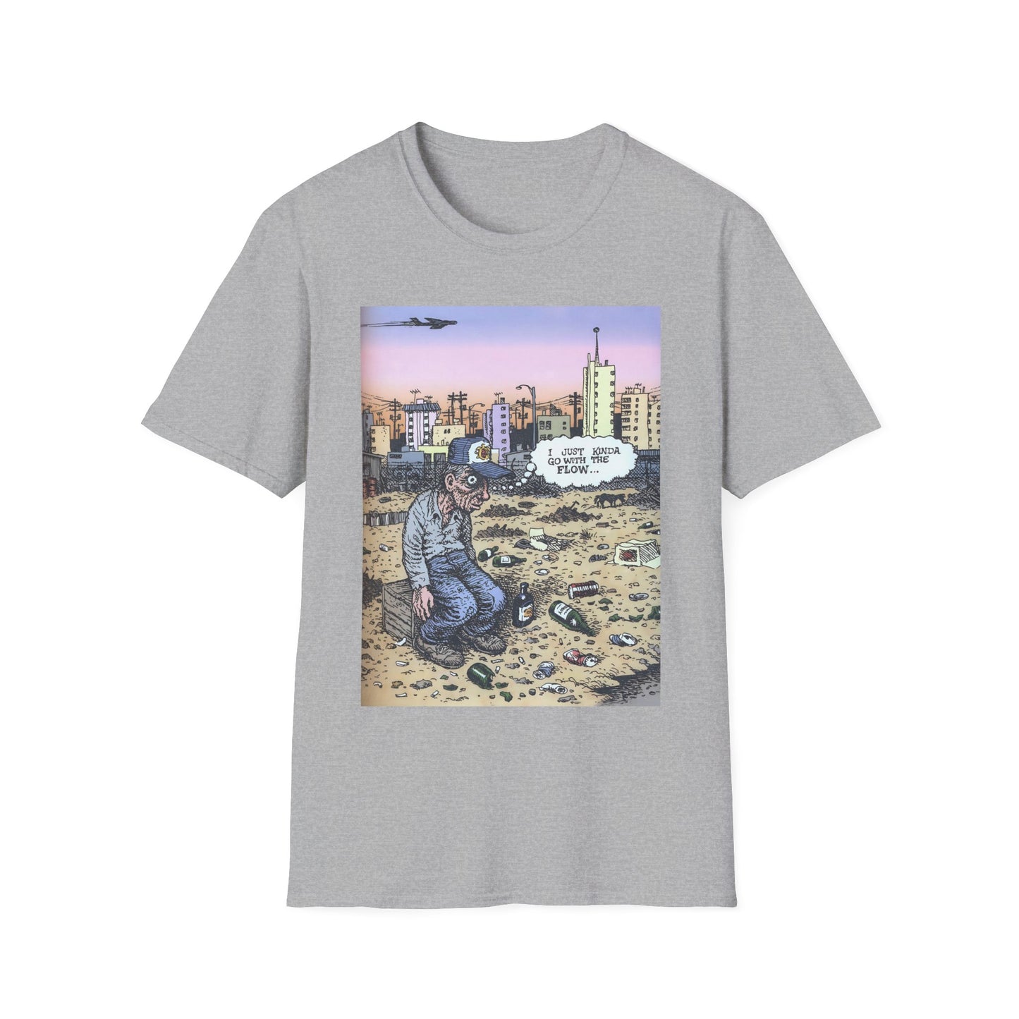 r. crumb i just kinda go with the flow color tshirt