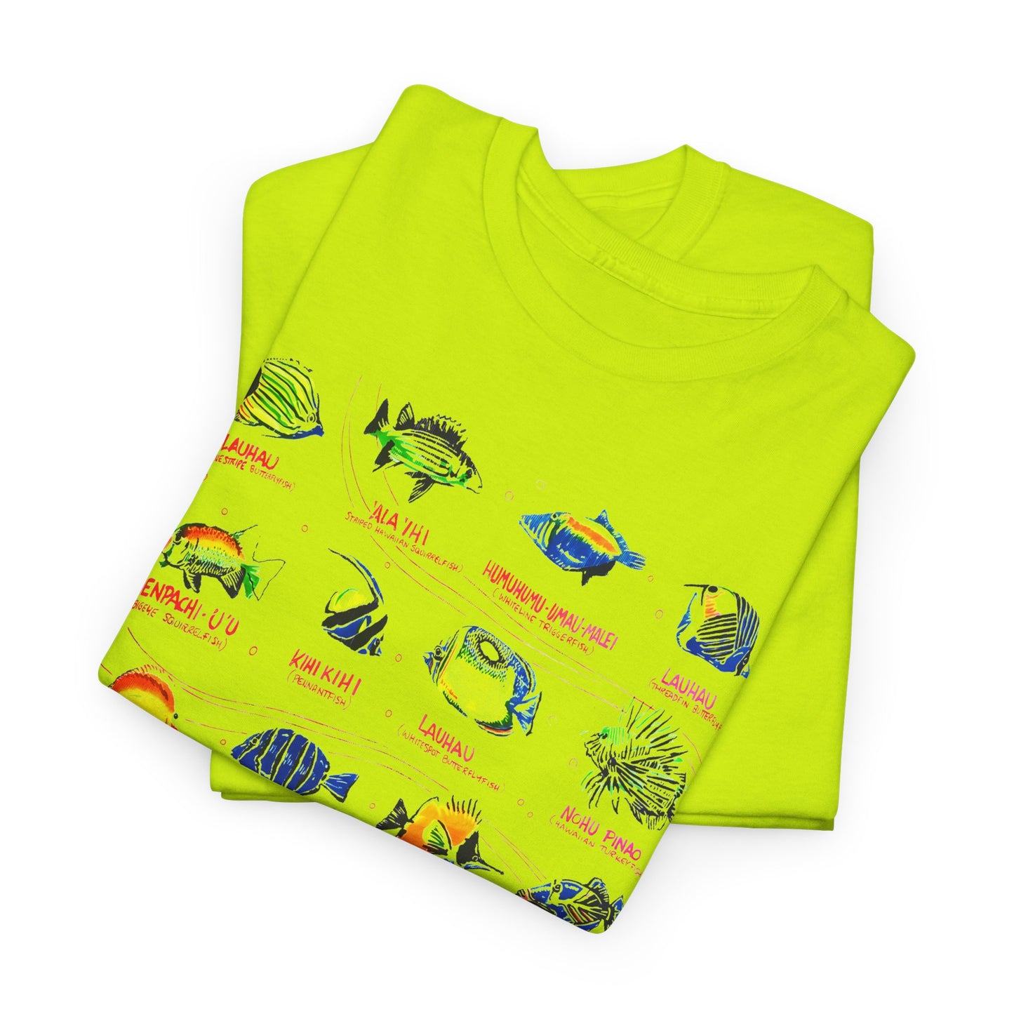 vintage hawaiian fishes reproduction with fish names tshirt