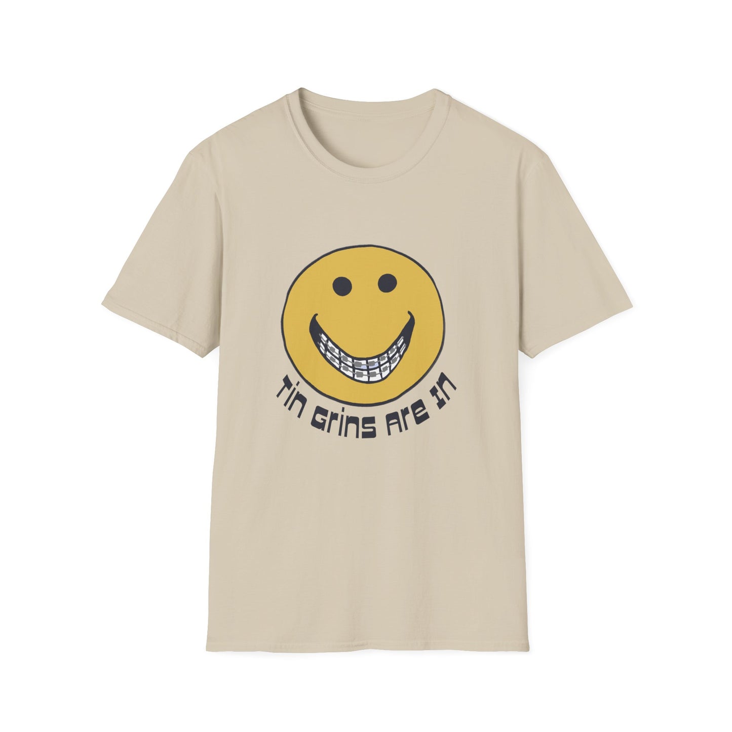 vintage "tin grins are in" 1970s design tshirt