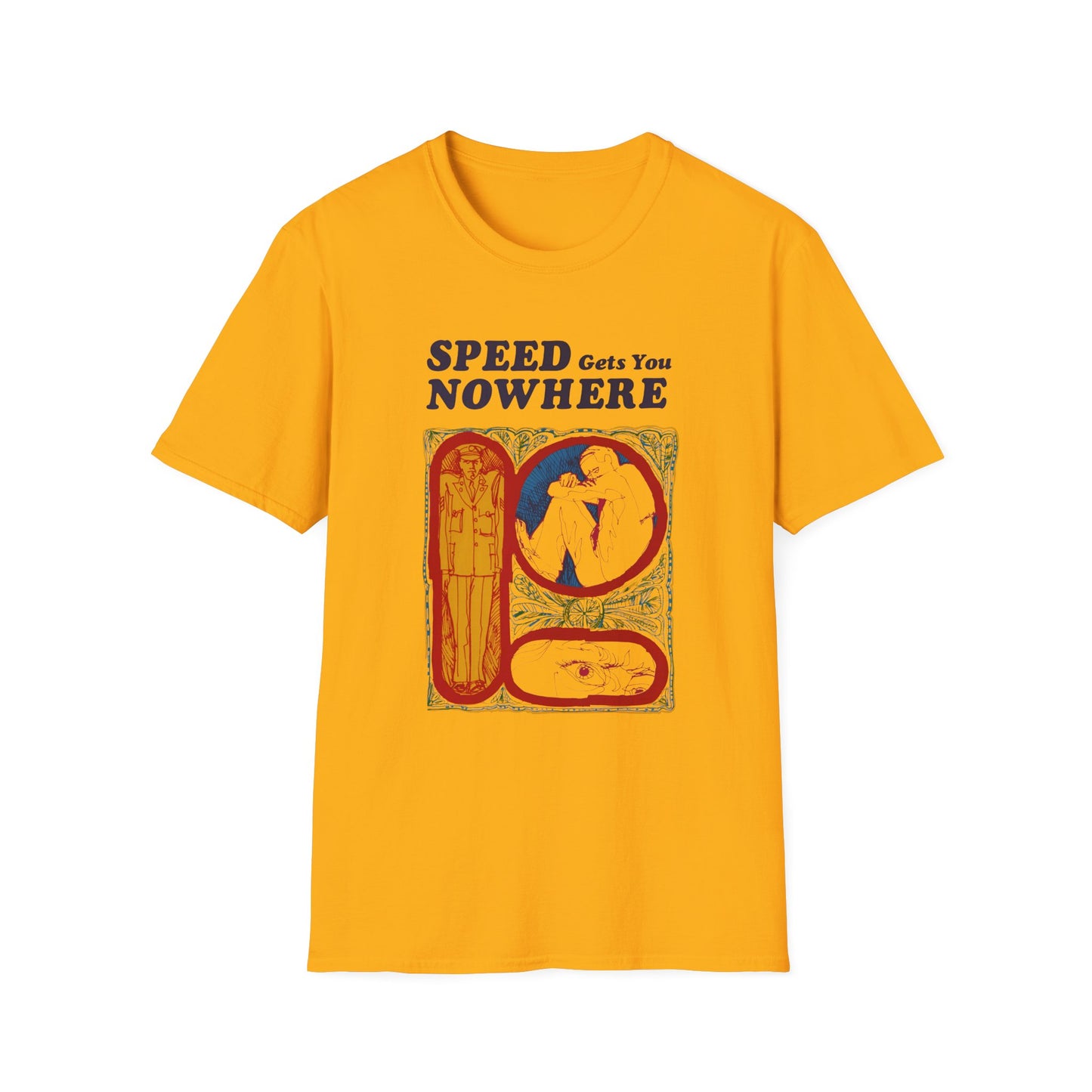 1970s anti drug campaign poster speed gets you nowhere tshirt