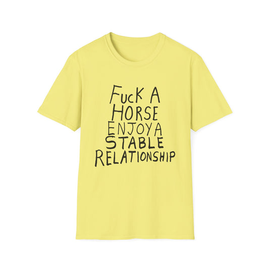 fuck a horse enjoy a stable relationship hand drawn tshirt