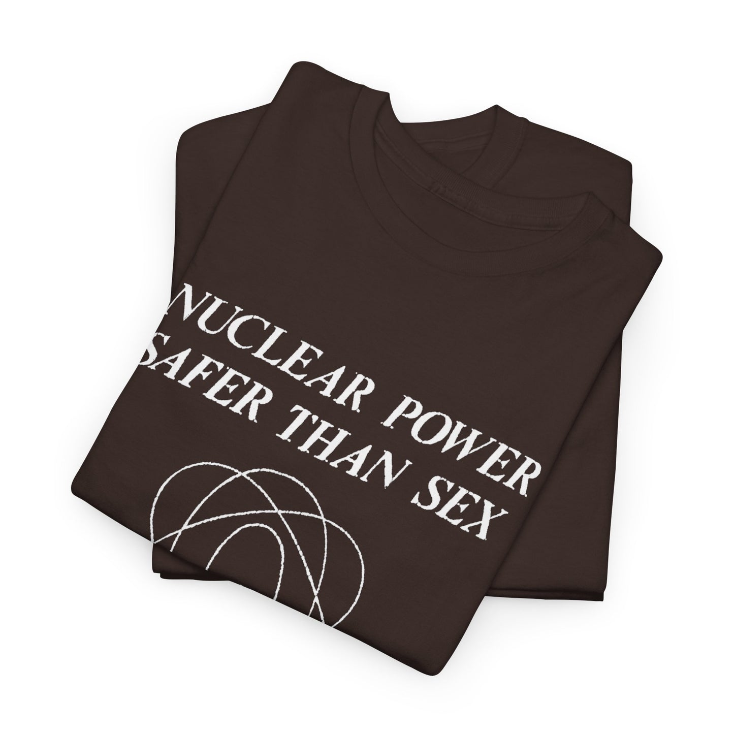 vintage 1970s design "nuclear power safer than sex" tshirt