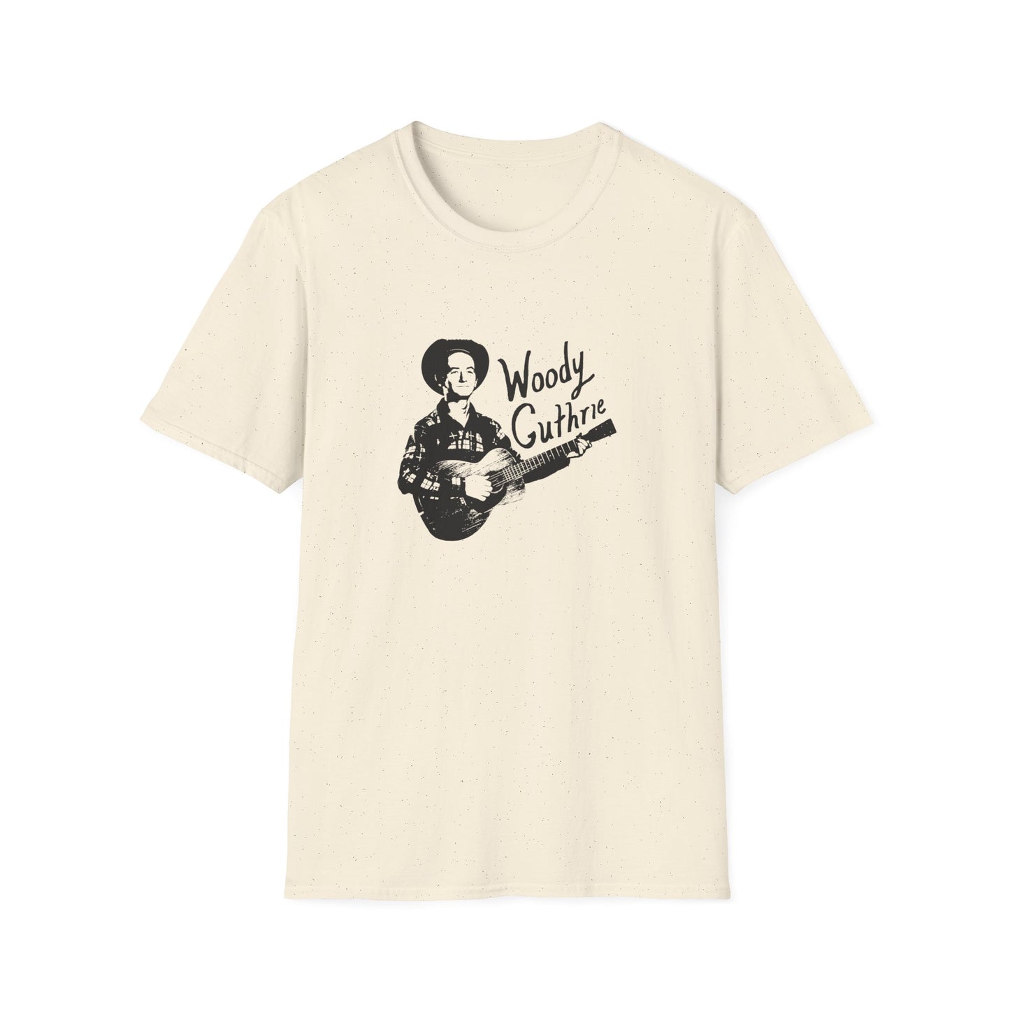 woody guthrie playing his guitar fan art tshirt