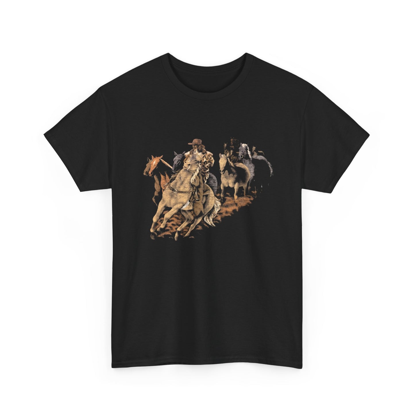 vintage cowboy and horse reproduction tshirt