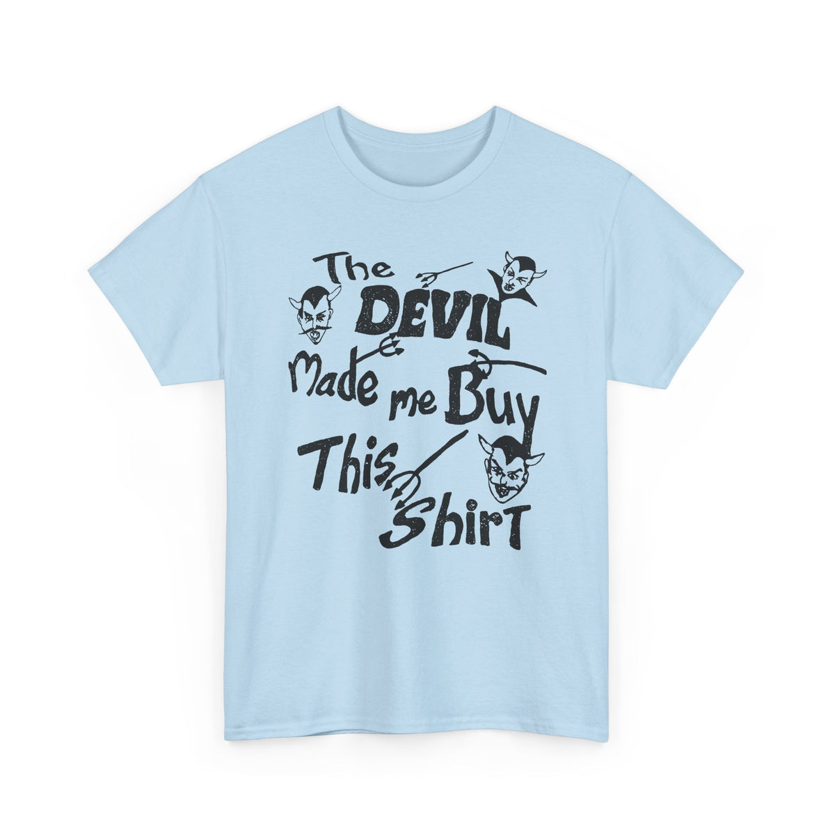 vintage the devil made me buy this shirt custom drawn reproduction tshirt