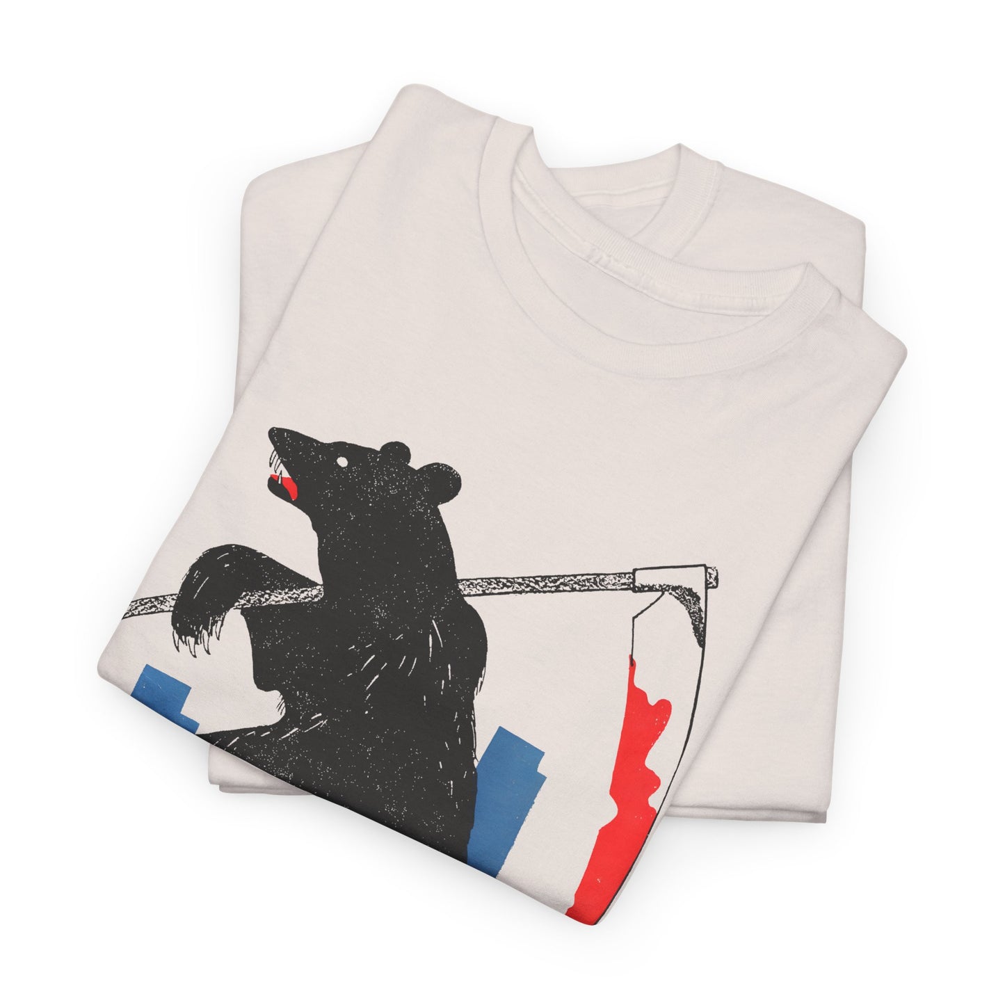 mid century manolo prieto bear with scythe book cover tshirt
