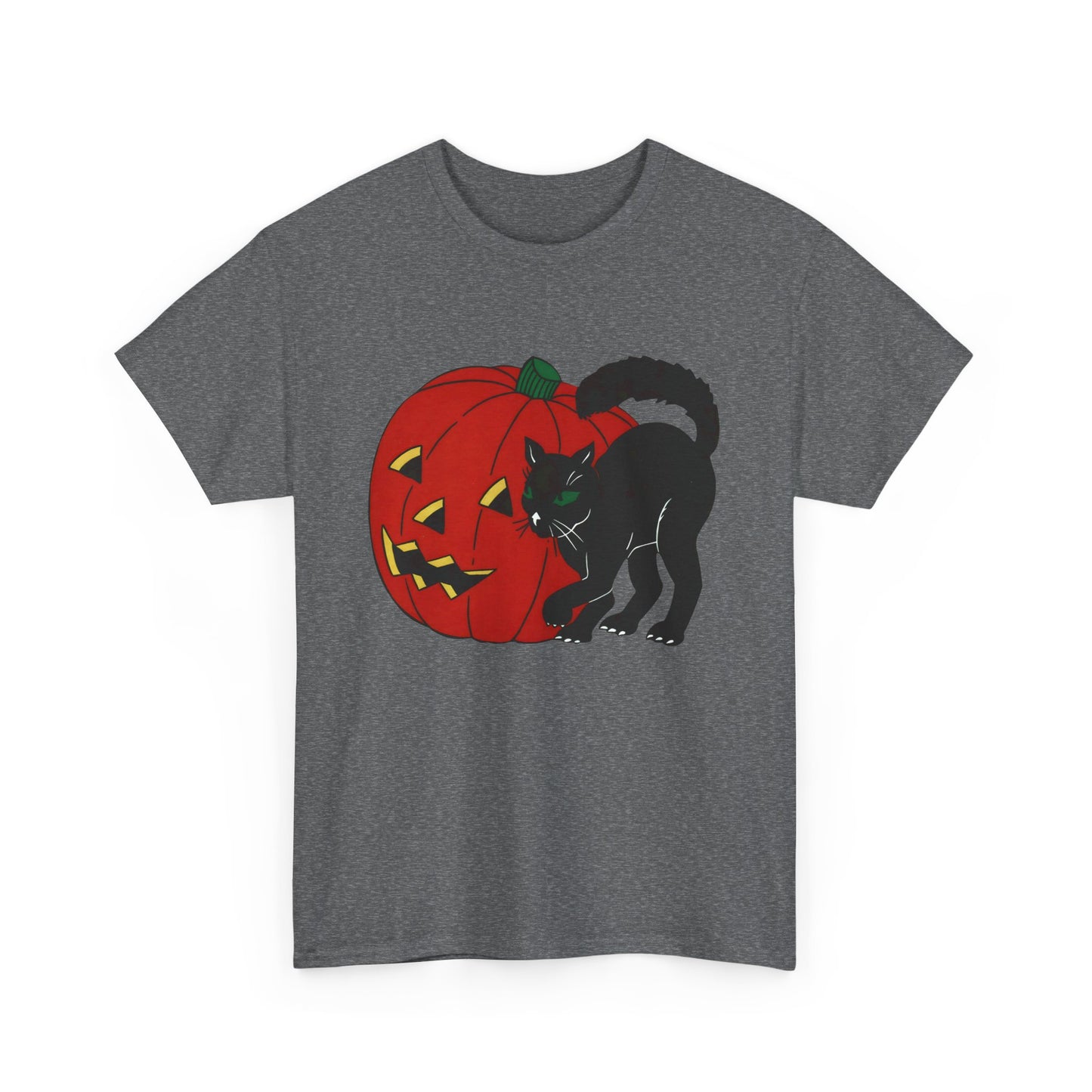 vintage 1960s halloween jack o lantern and black cat reproduction tshirt