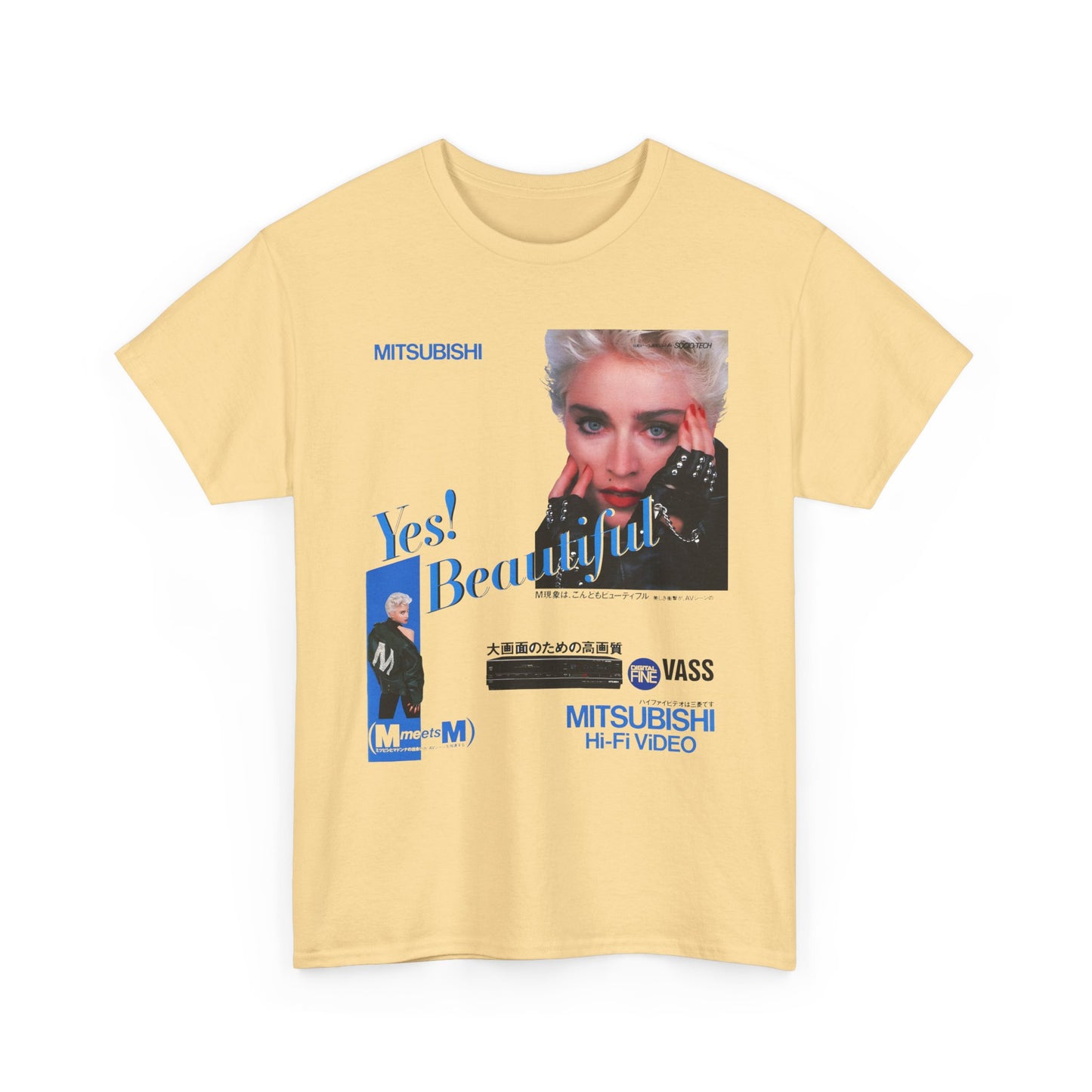 1987 japanese mitsubishi hi fi video ad with madonna reproduction tshirt
