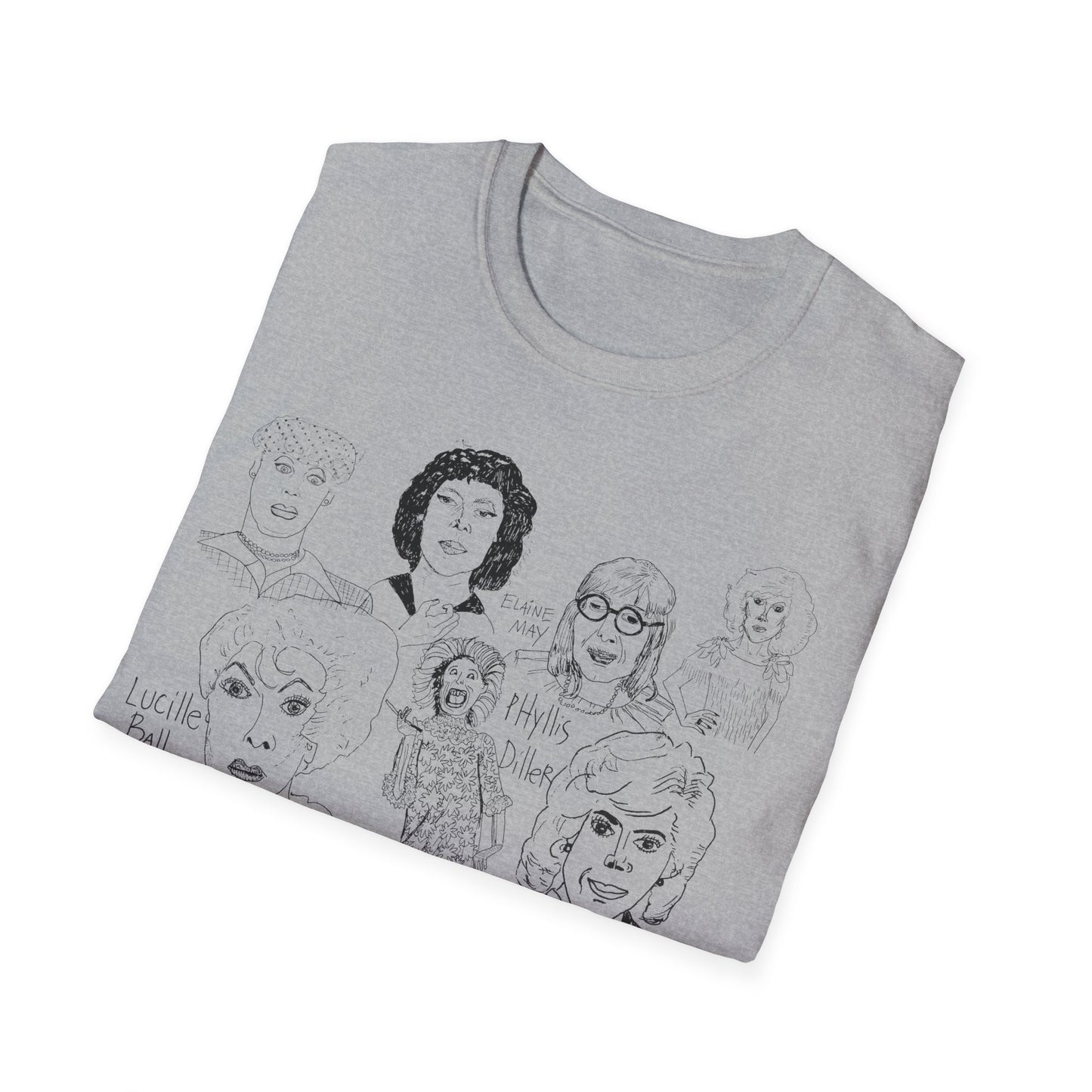 women of comedy, original collage drawing tshirt