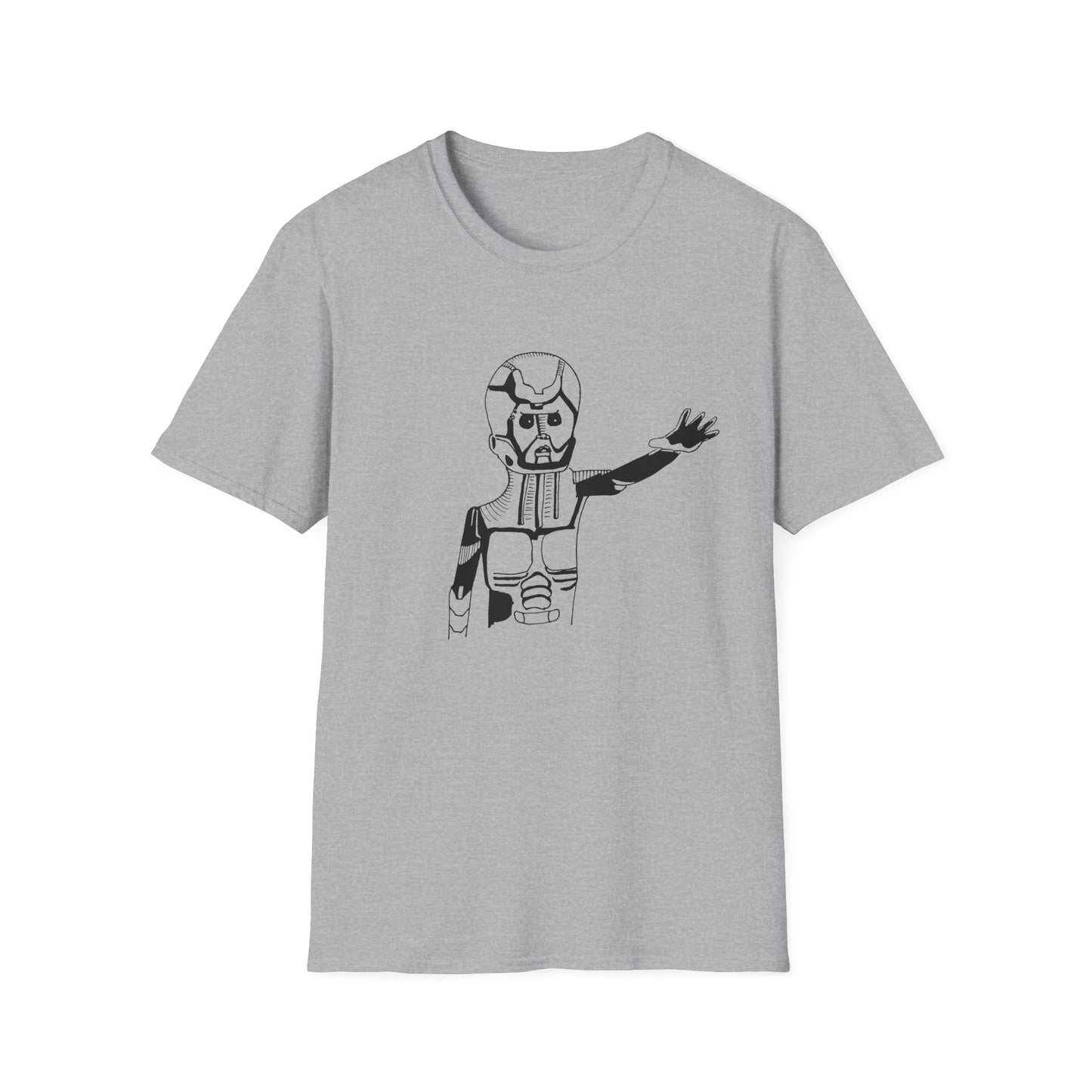 original drawing of astar the robot from planet danger canadian PSA no words tshirt