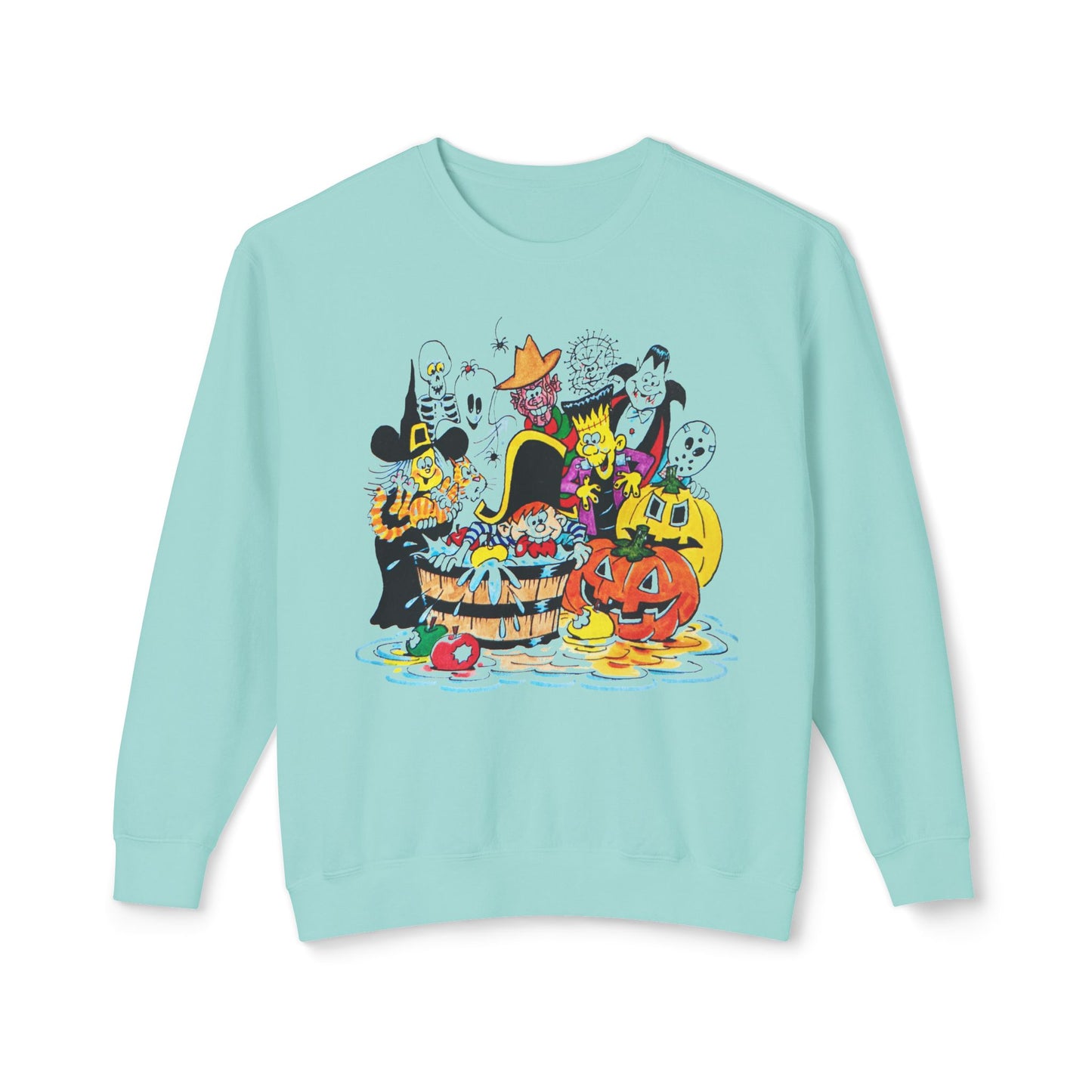 adorable cartoon witches, skeletons, jasons, freddys, and pumpkins halloween tshirt