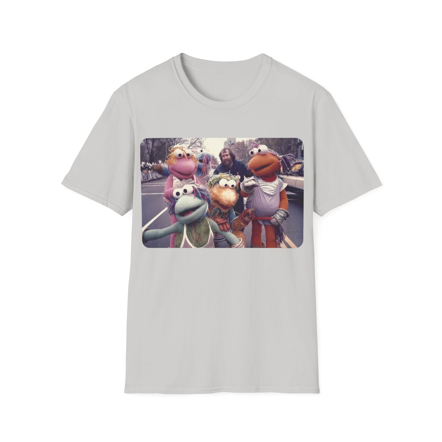 jim henson and the full-body fraggles at the 1984 macy's thanksgiving parade photo tshirt