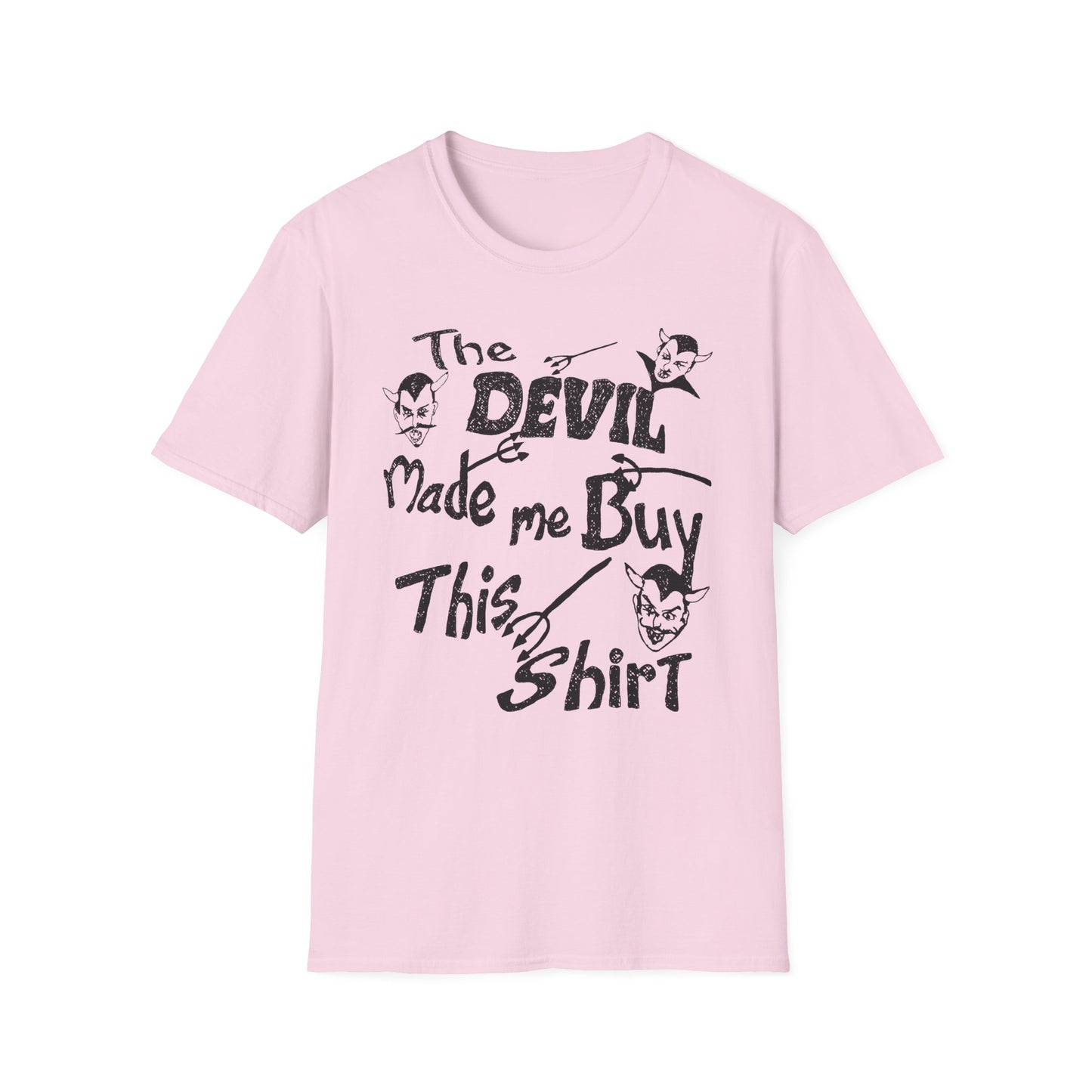 vintage the devil made me buy this shirt custom drawn reproduction tshirt