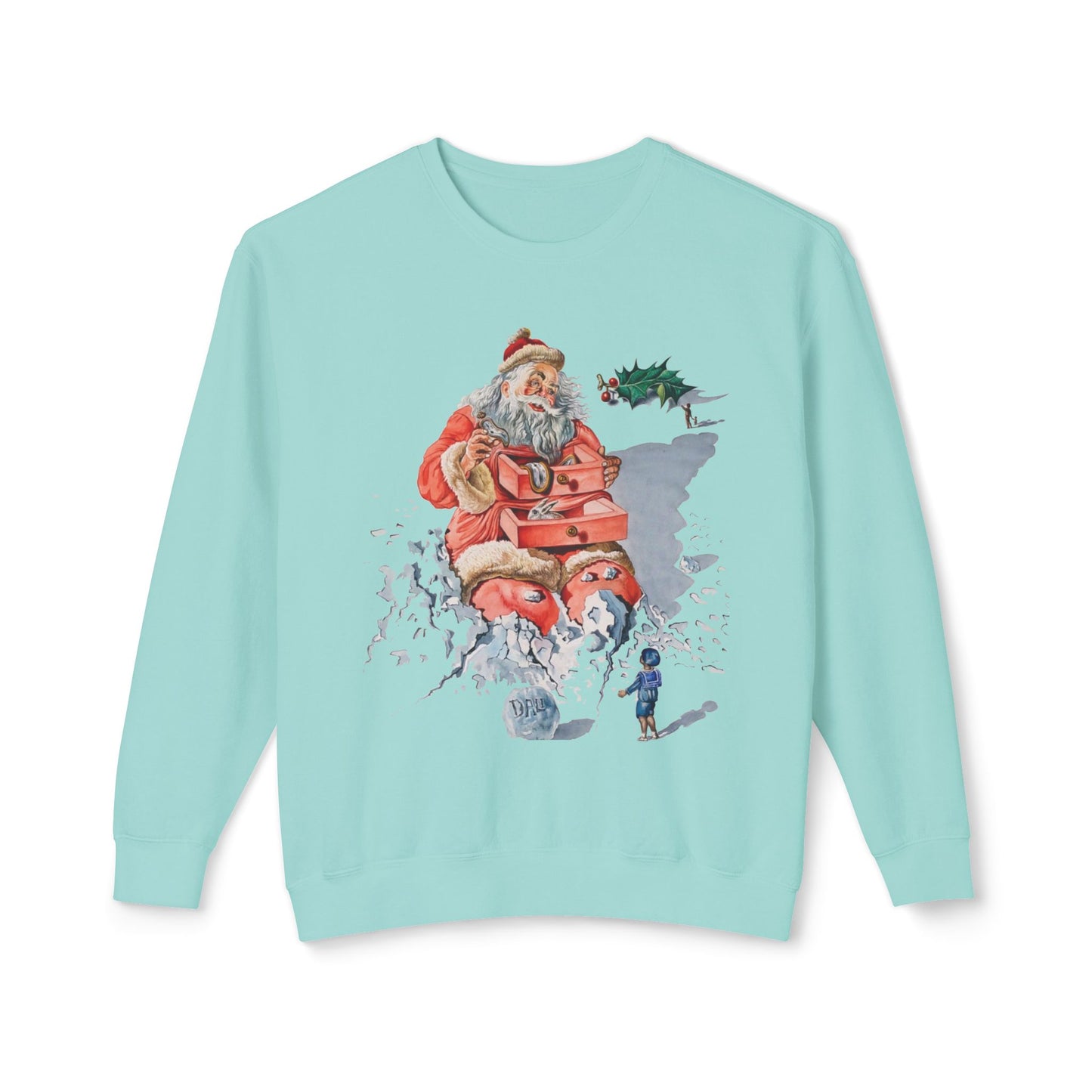 salvador dali's 1948 santa with drawers christmas card 100% cotton sweatshirt