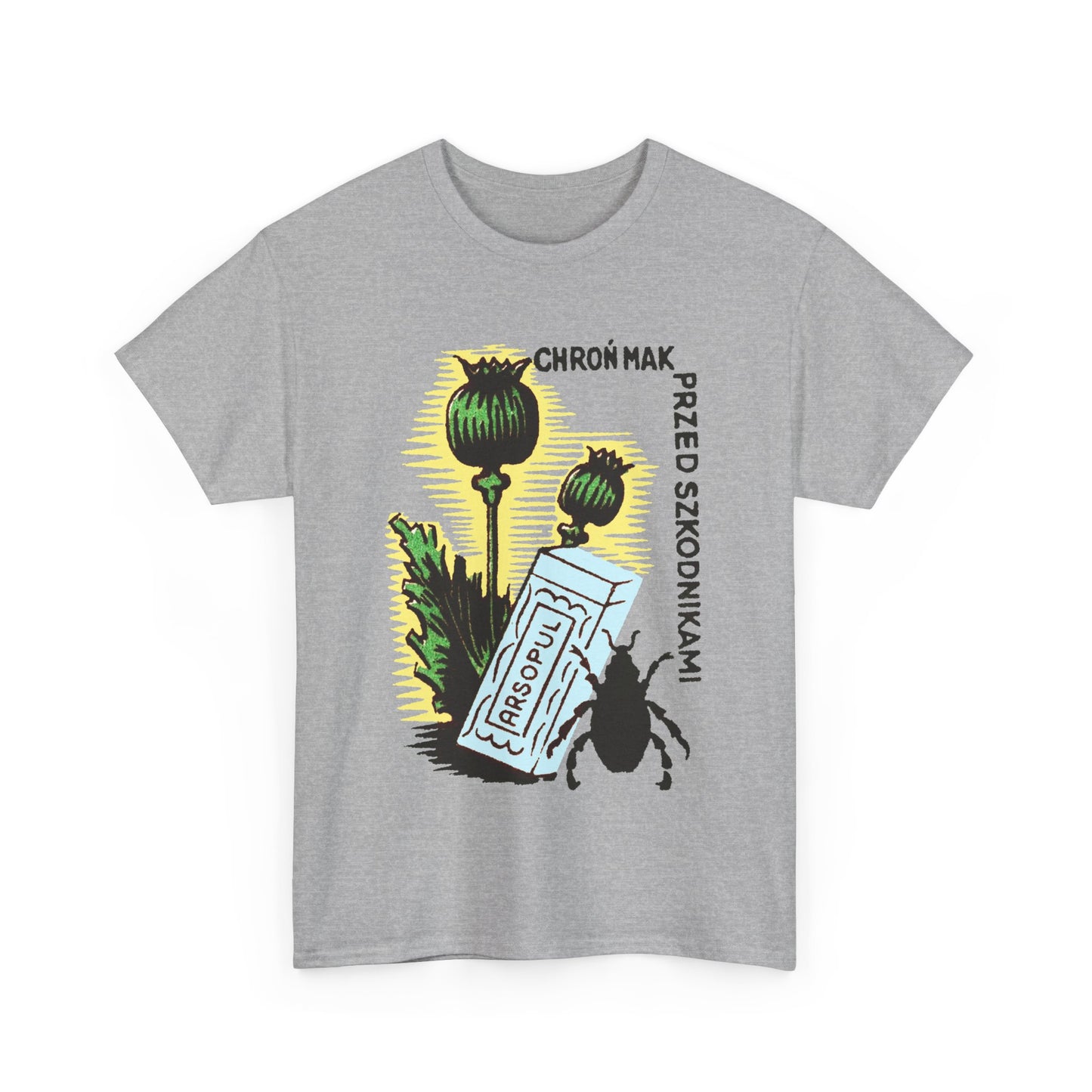 vintage polish matchbox graphic protect poppies from pests pesticide ad tshirt