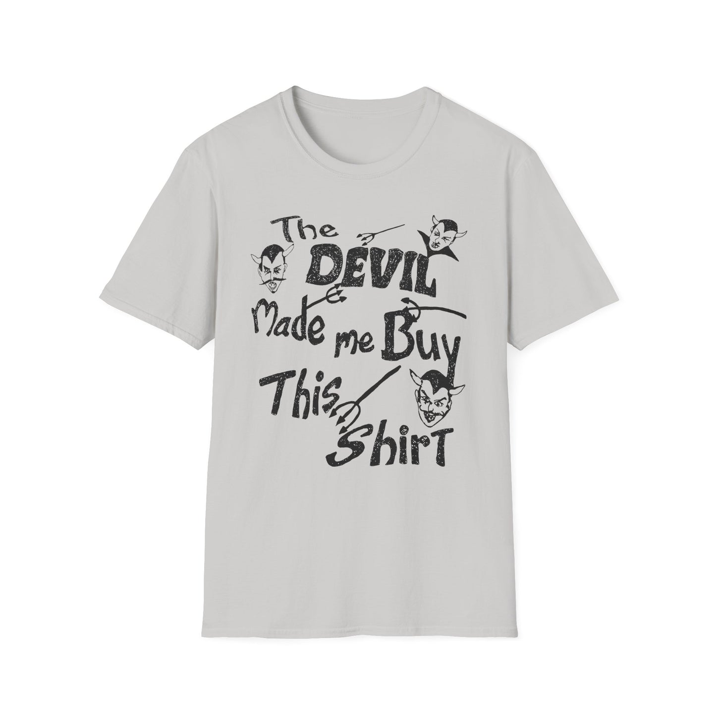 vintage the devil made me buy this shirt custom drawn reproduction tshirt