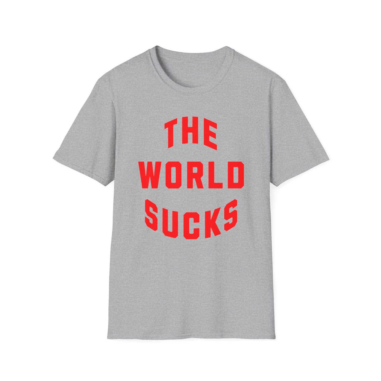 the world sucks in red tshirt