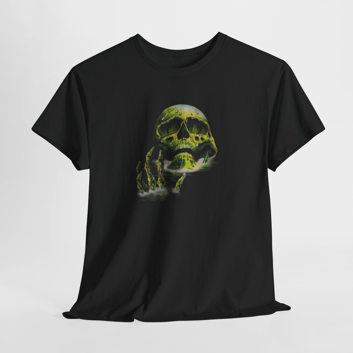melting green skull vintage design tshirt