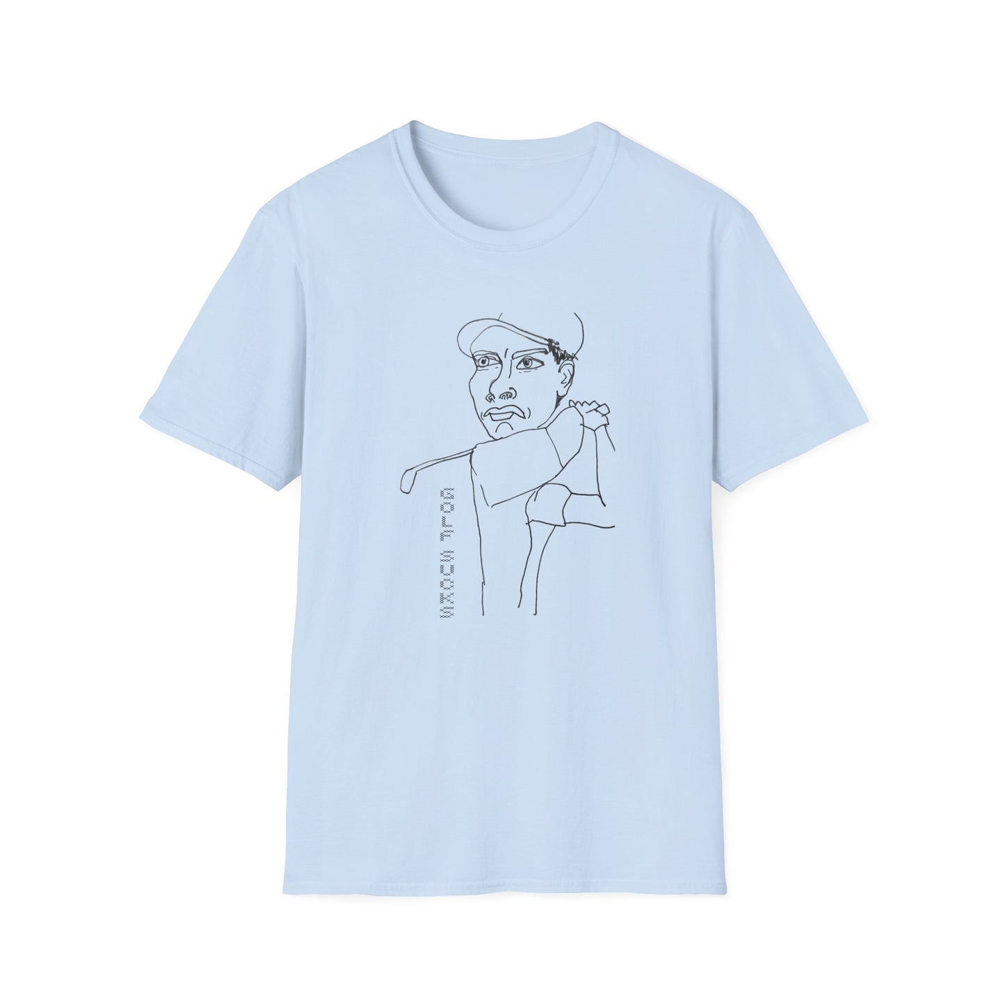 original drawing of a golfing man golf sucks maybe it does maybe it doesn't tshirt