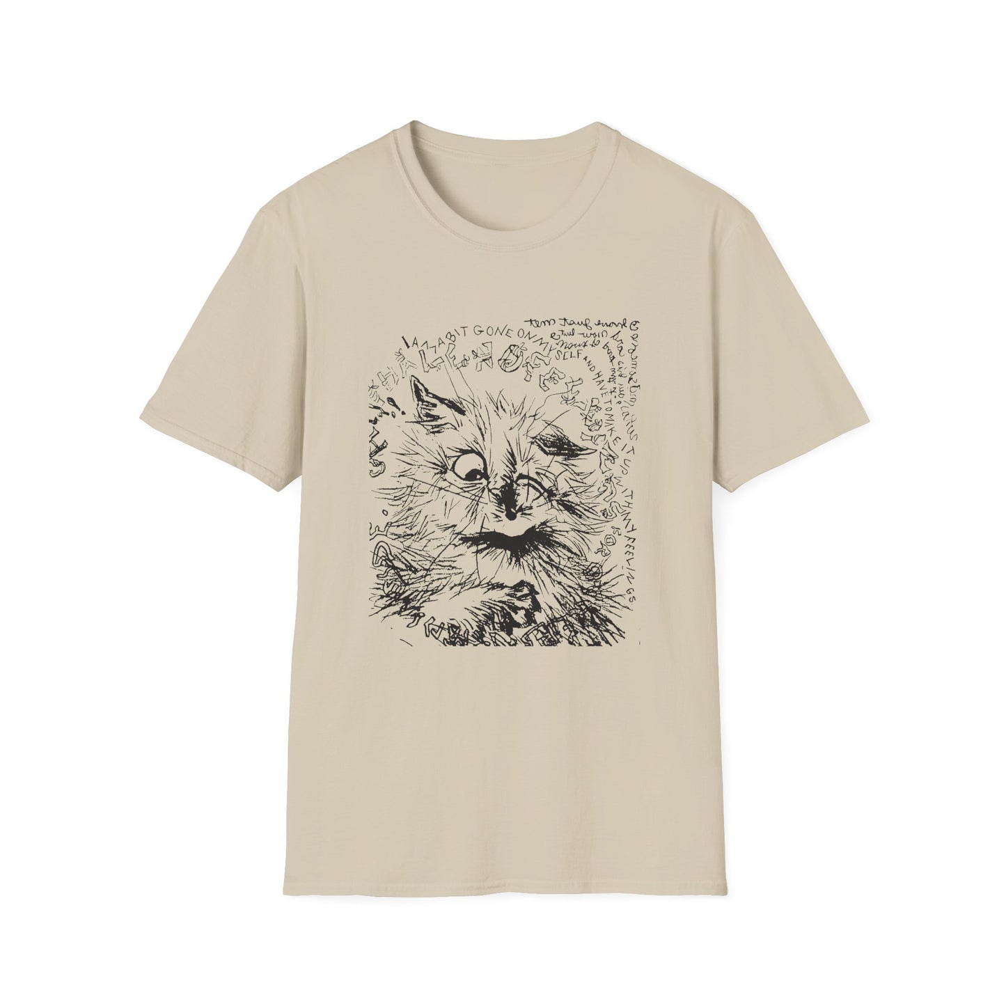 louis wain cat sketch i am a bit gone on myself and have to make it up with my feelings reproduction tshirt