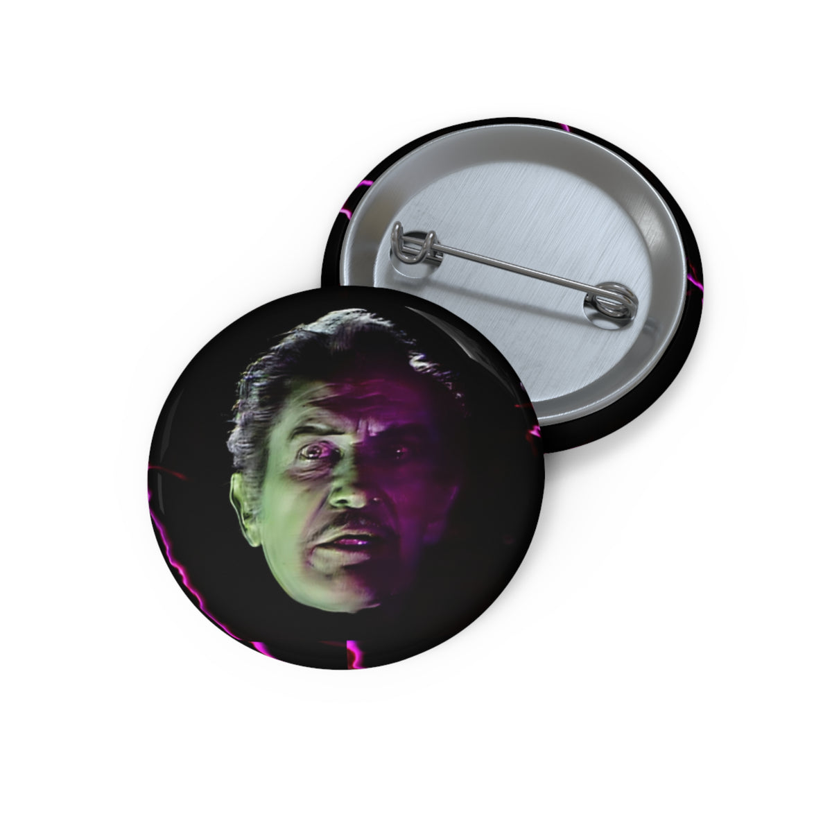 the hilarious house of frightenstein vincent price opening monologue on a custom pin buttons
