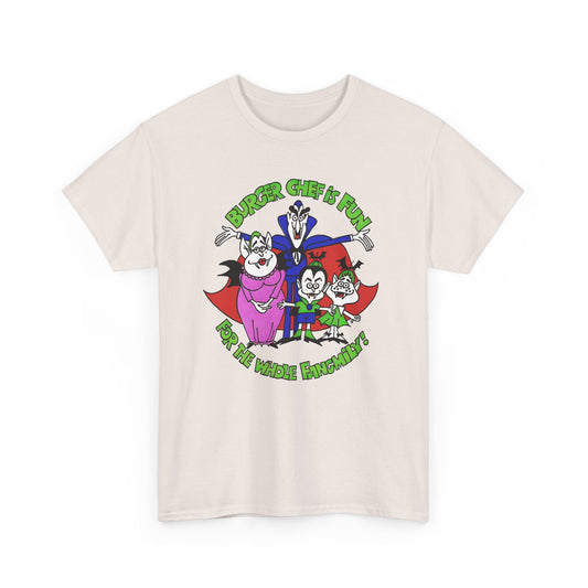 1970s burger chef is fun for the whole fangmily reproduction tshirt