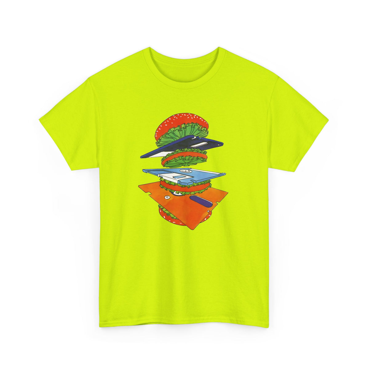 1989 uncredited art from micro mag floppy disc burger tshirt
