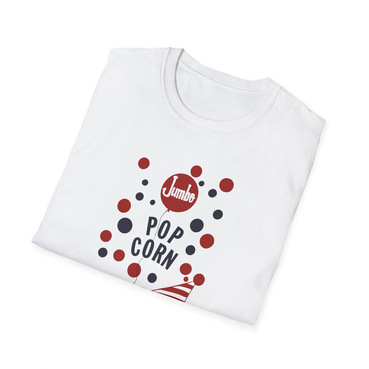 1960s popcorn box logo with a weird popcorn mascot clown tshirt