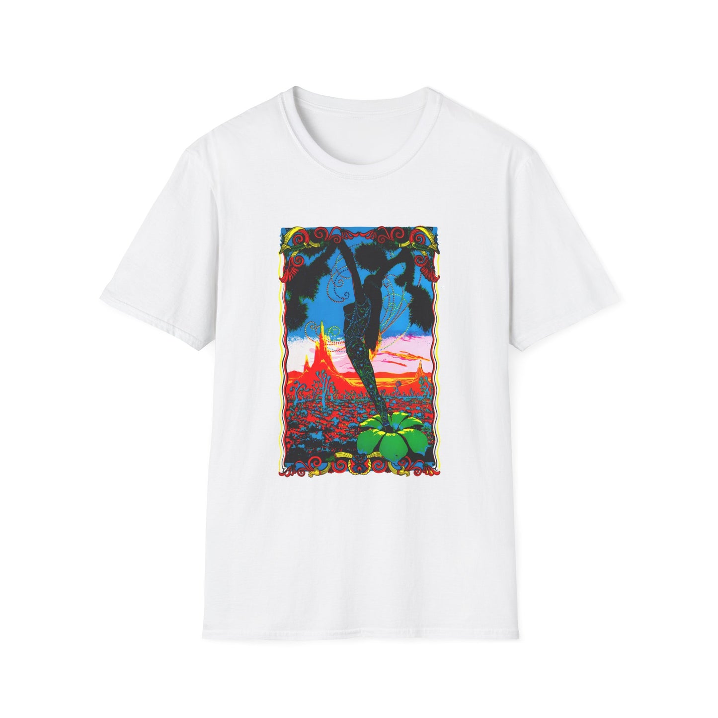 1960s dessert blossom black light psychedelic poster tshirt