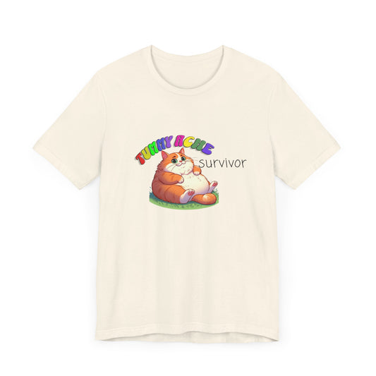 tummy ache survivor stuffed kitty silly tshirt