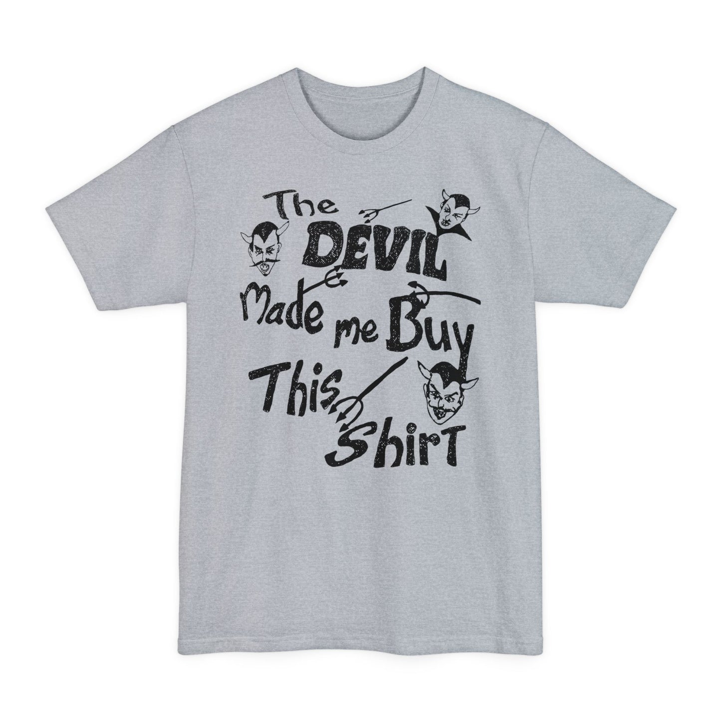 oversized vintage the devil made me buy this shirt custom drawn reproduction unisex tall beefy tshirt