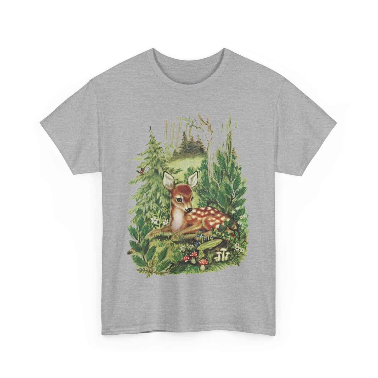 1947 cute deer in the forest illustration by adele werber for the book animal babies reproduction tshirt