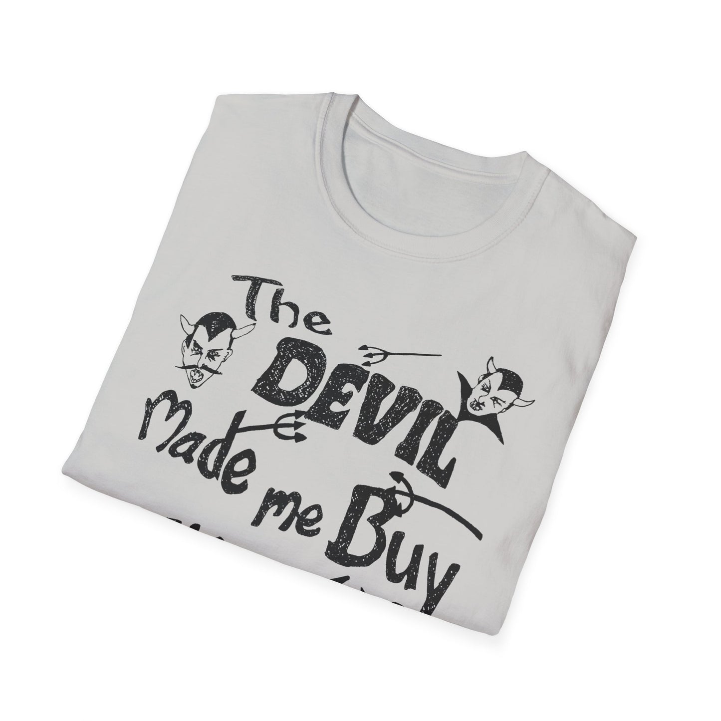 vintage the devil made me buy this shirt custom drawn reproduction tshirt