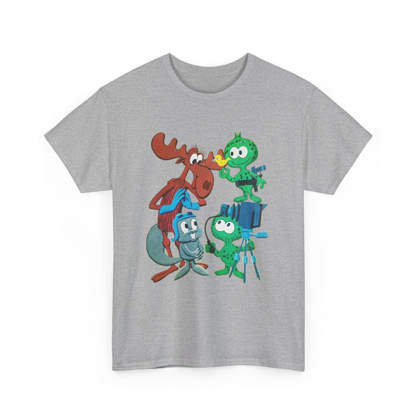 the rocky and bullwinkle show with gidney and cloyd reproduction tshirt